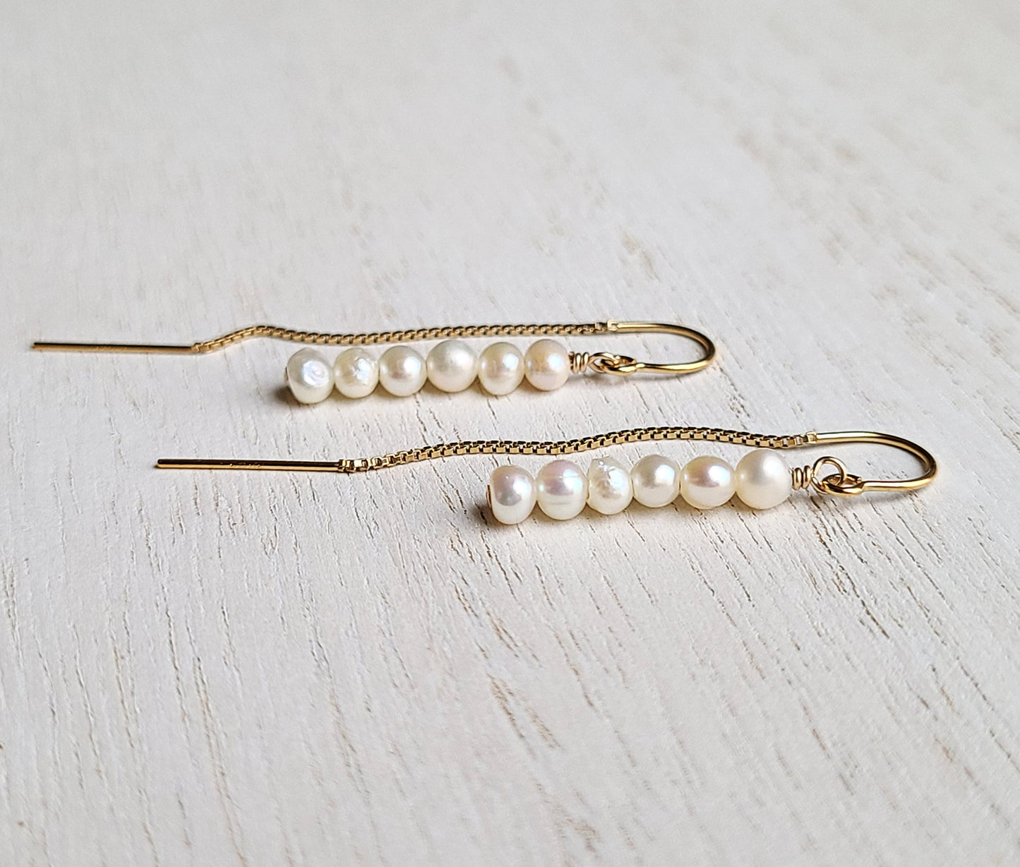 Gold Filled Pearl Threader Earrings