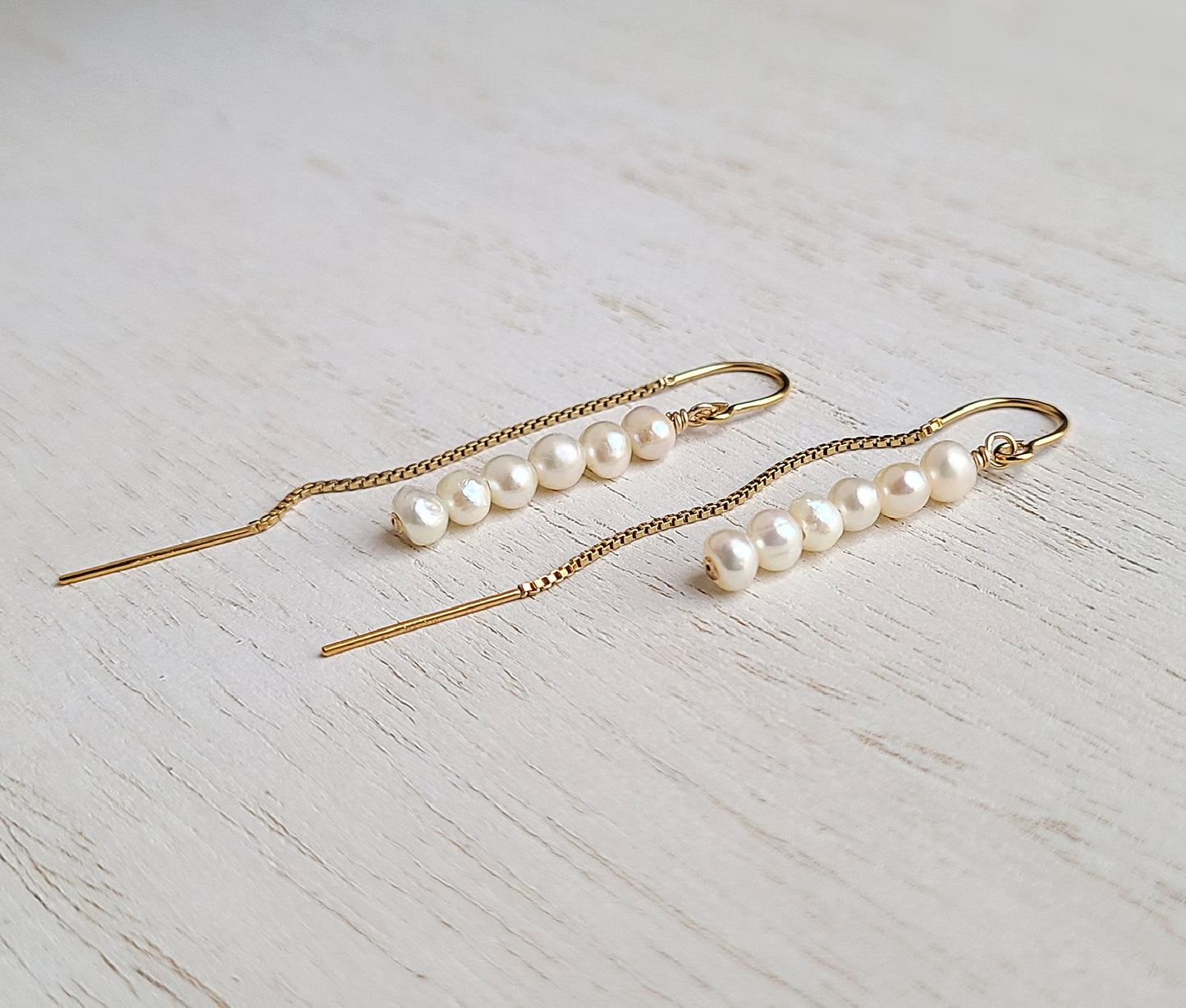 Gold Filled Pearl Threader Earrings