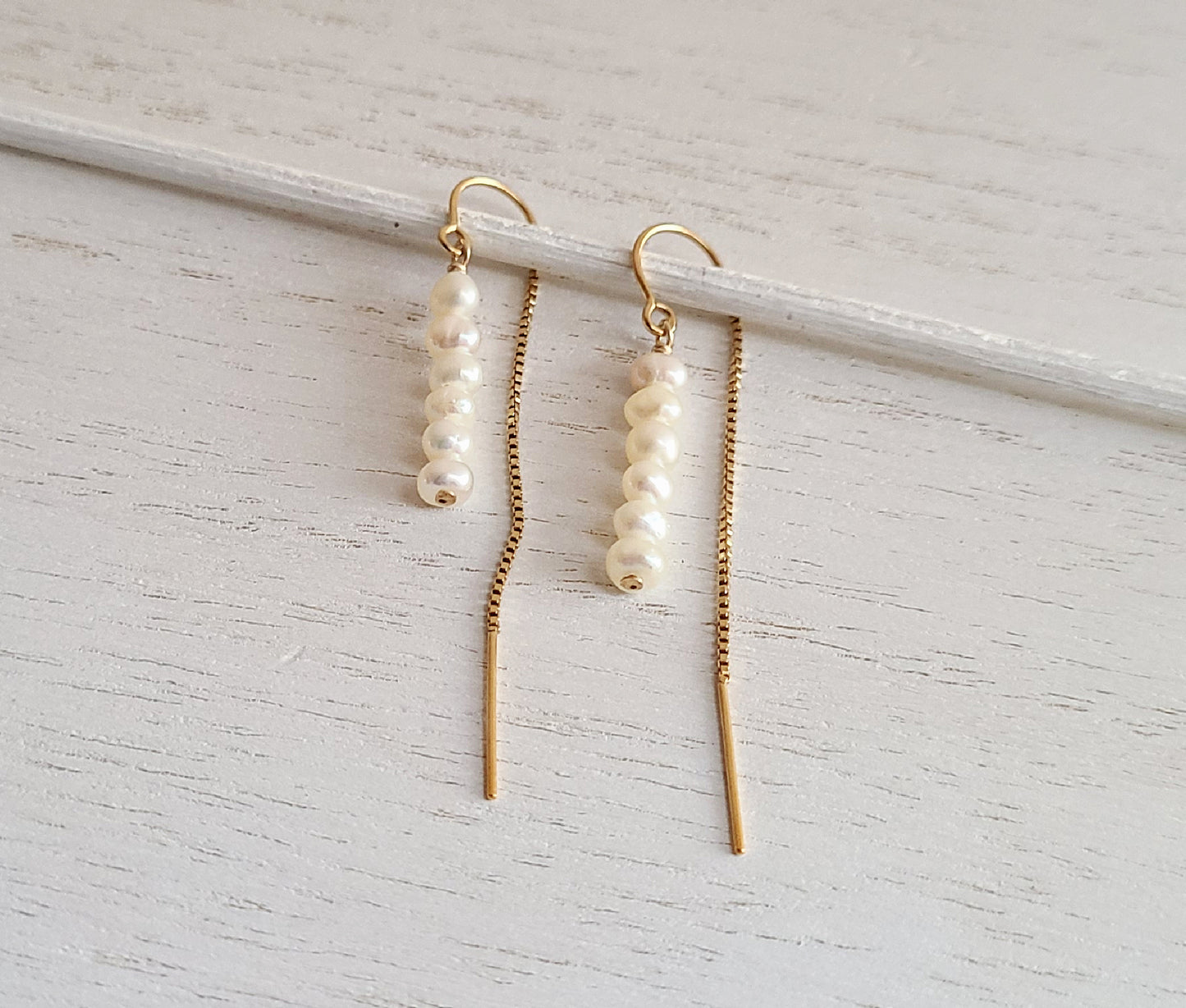 Gold Filled Pearl Threader Earrings