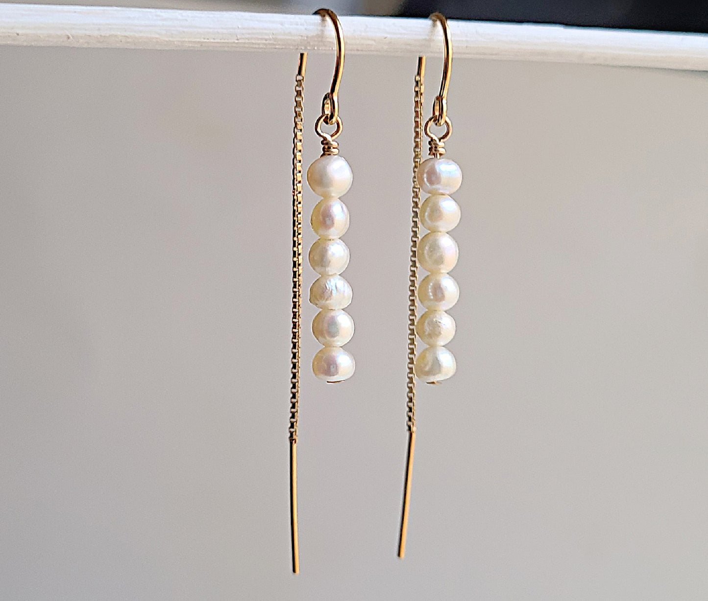 Gold Filled Pearl Threader Earrings