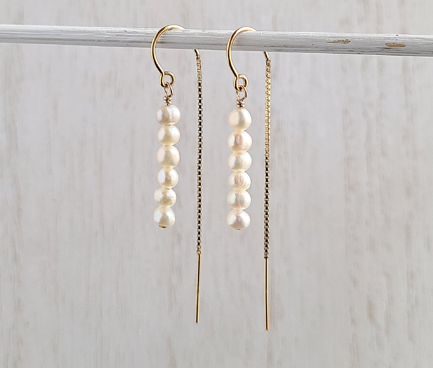 Gold Filled Pearl Threader Earrings