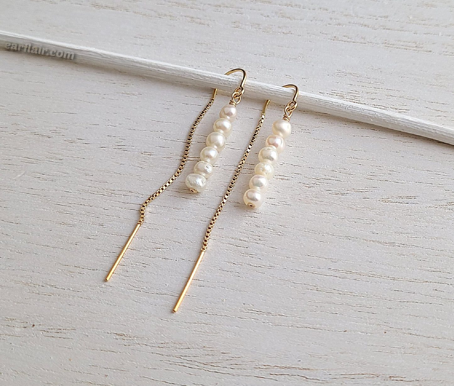 Gold Filled Pearl Threader Earrings