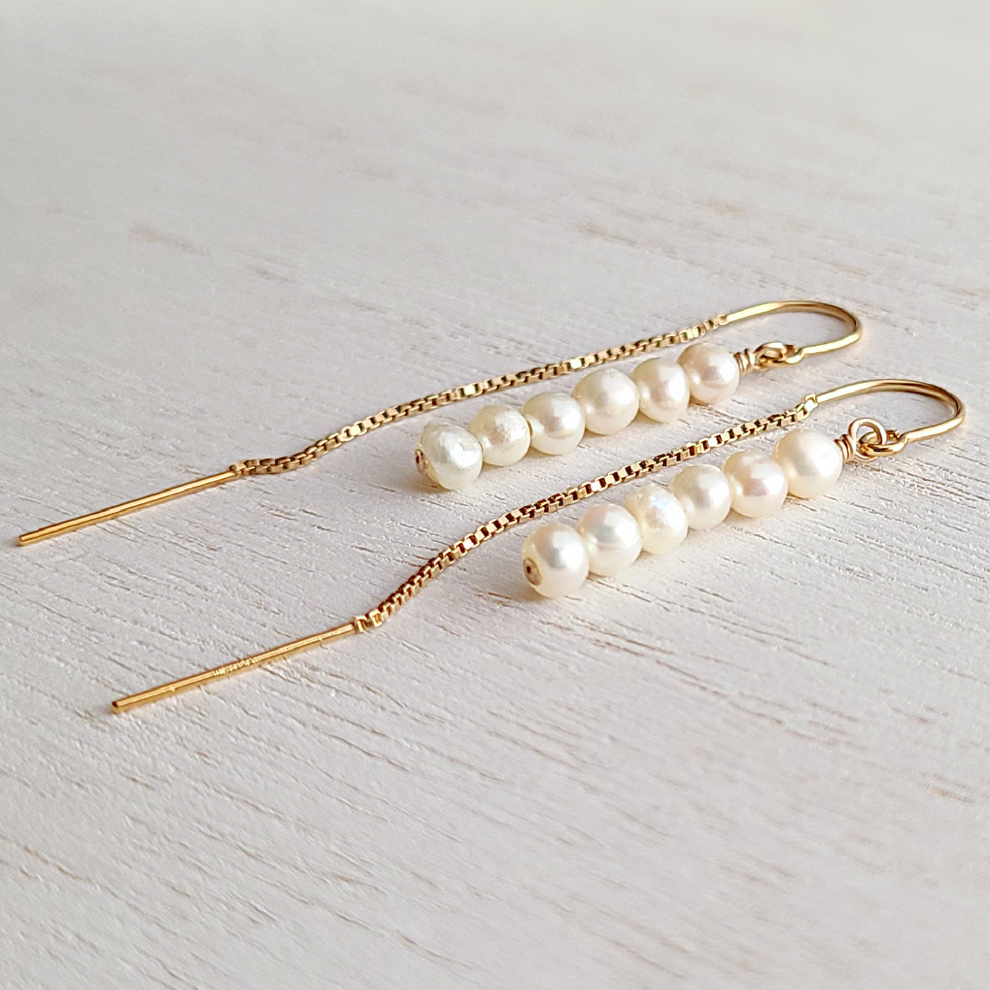 Gold Filled Pearl Threader Earrings