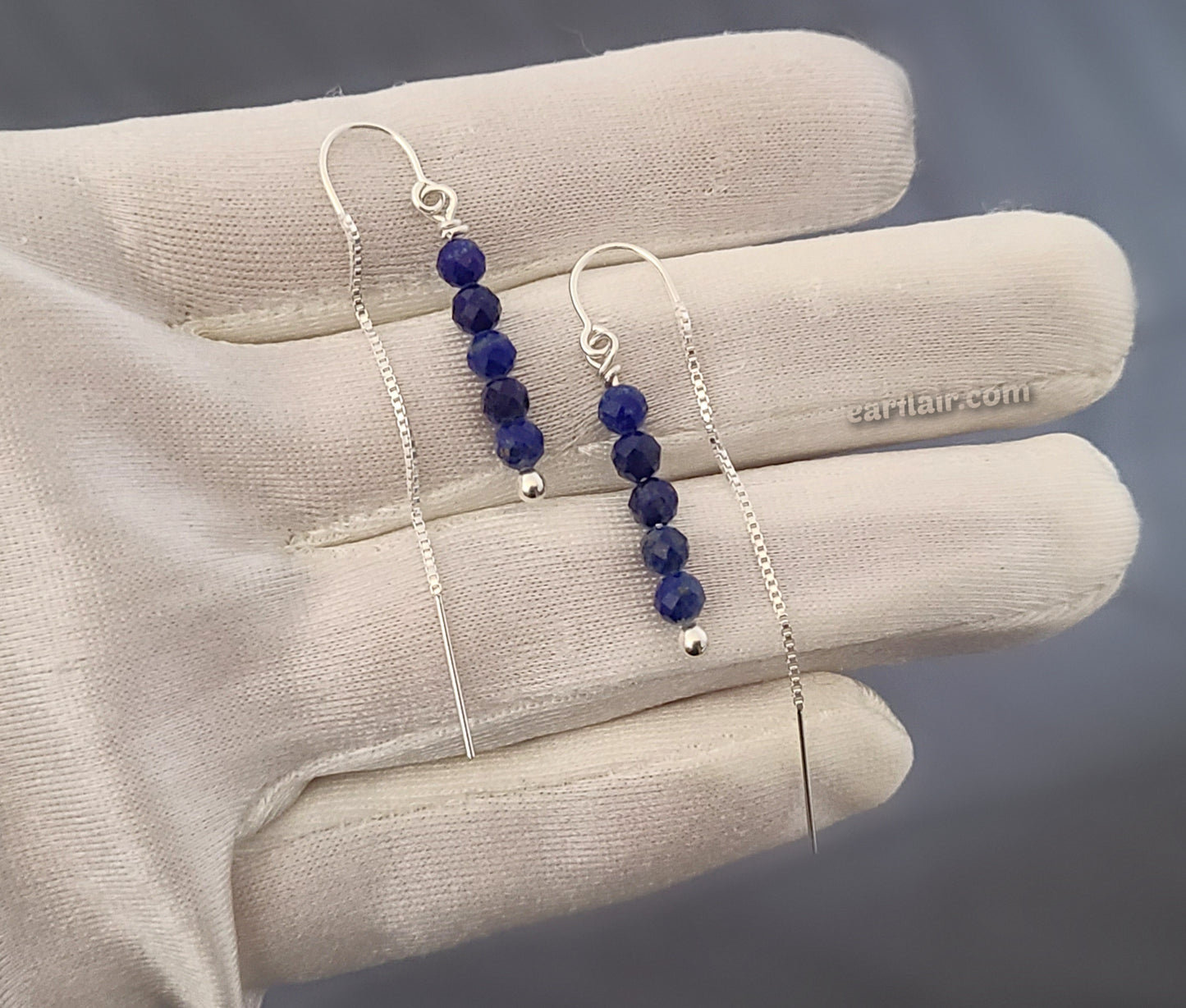 Sterling Silver Lapis Lazuli Threader Earrings