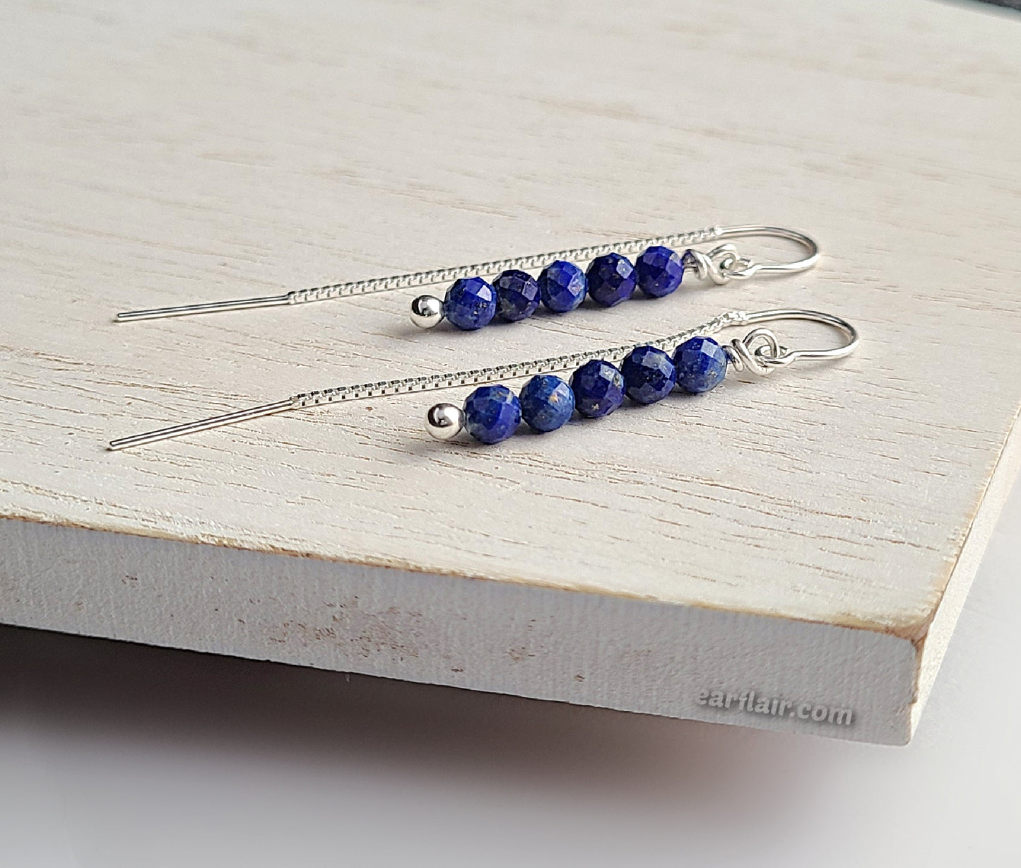 Sterling Silver Lapis Lazuli Threader Earrings