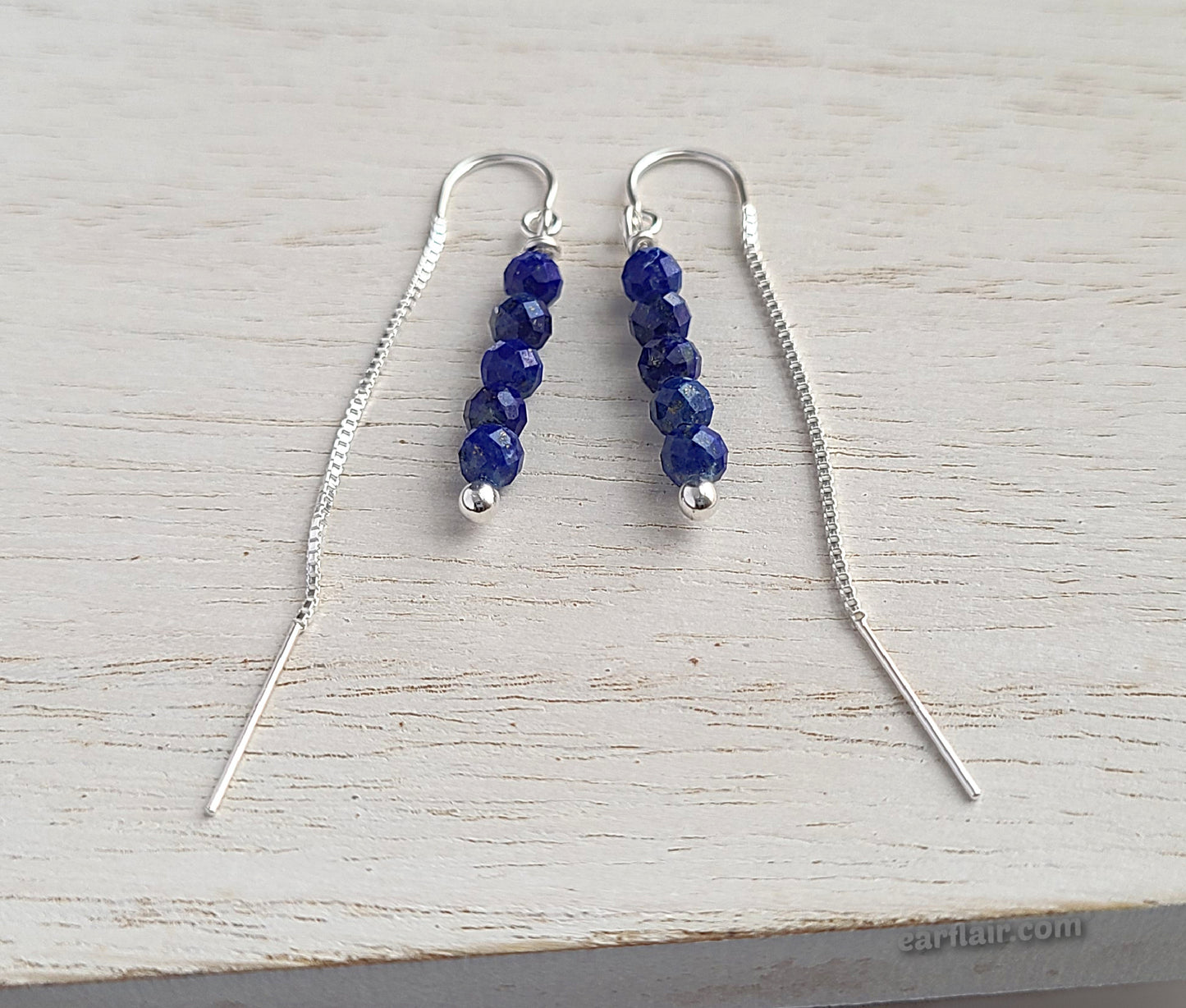 Sterling Silver Lapis Lazuli Threader Earrings