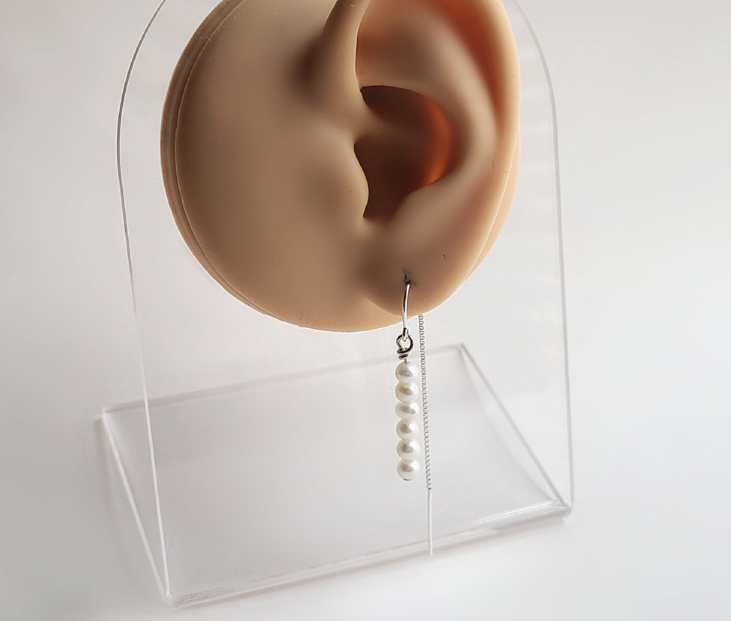 Sterling Silver Pearl Threader Earrings