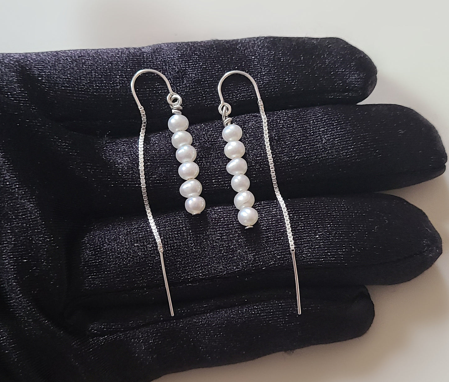 Sterling Silver Pearl Threader Earrings