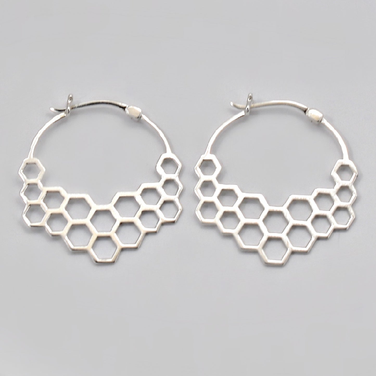Sterling Silver Honeycomb Hoop Earrings -- EF0002