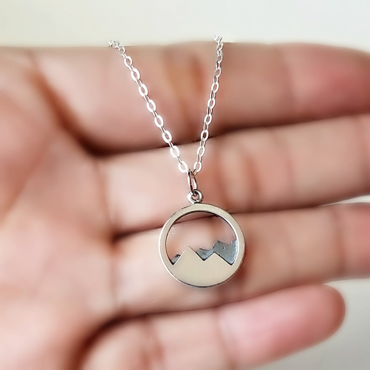 Sterling Silver Oxidized Mountain Charm -- EF0053