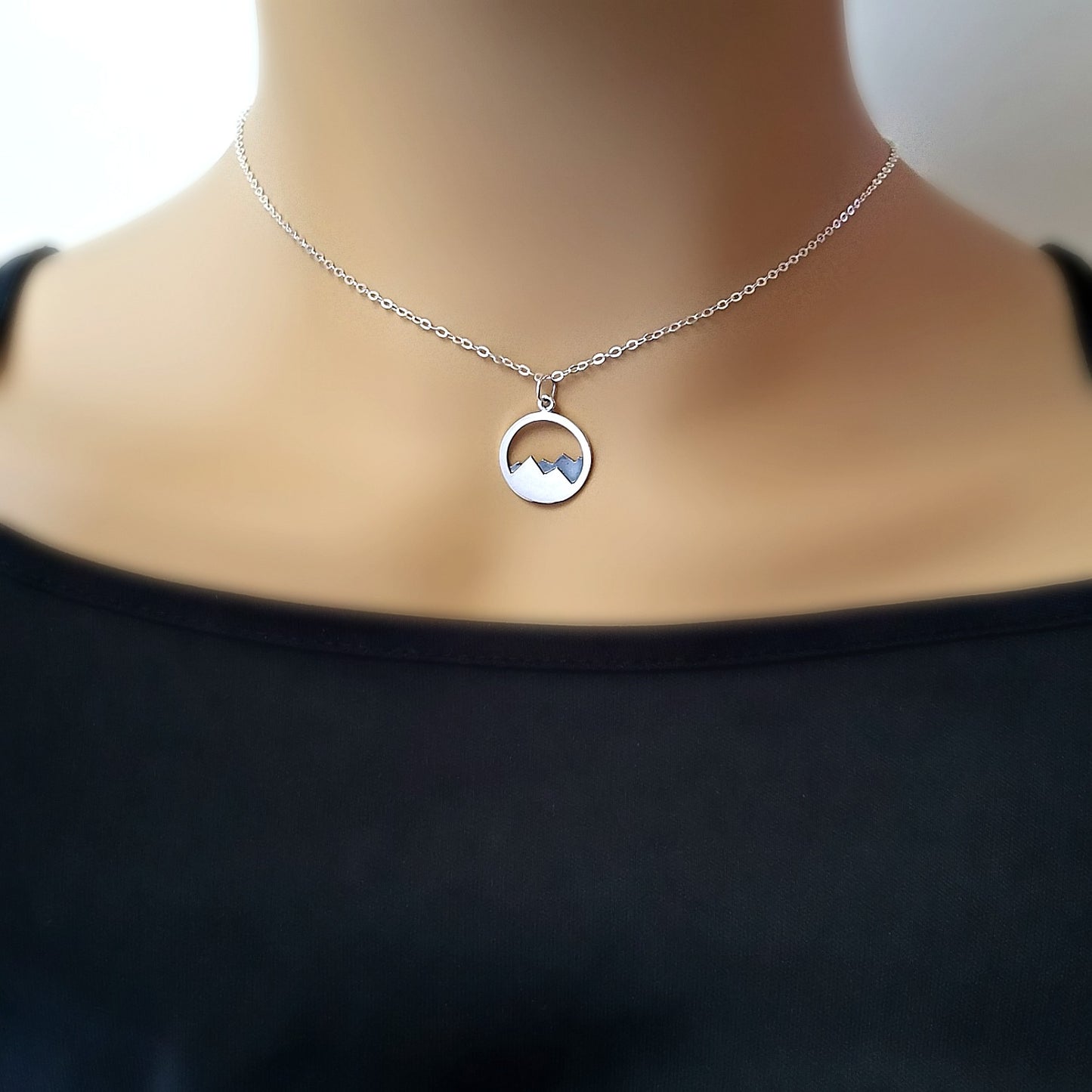 Sterling Silver Oxidized Mountain Charm -- EF0053