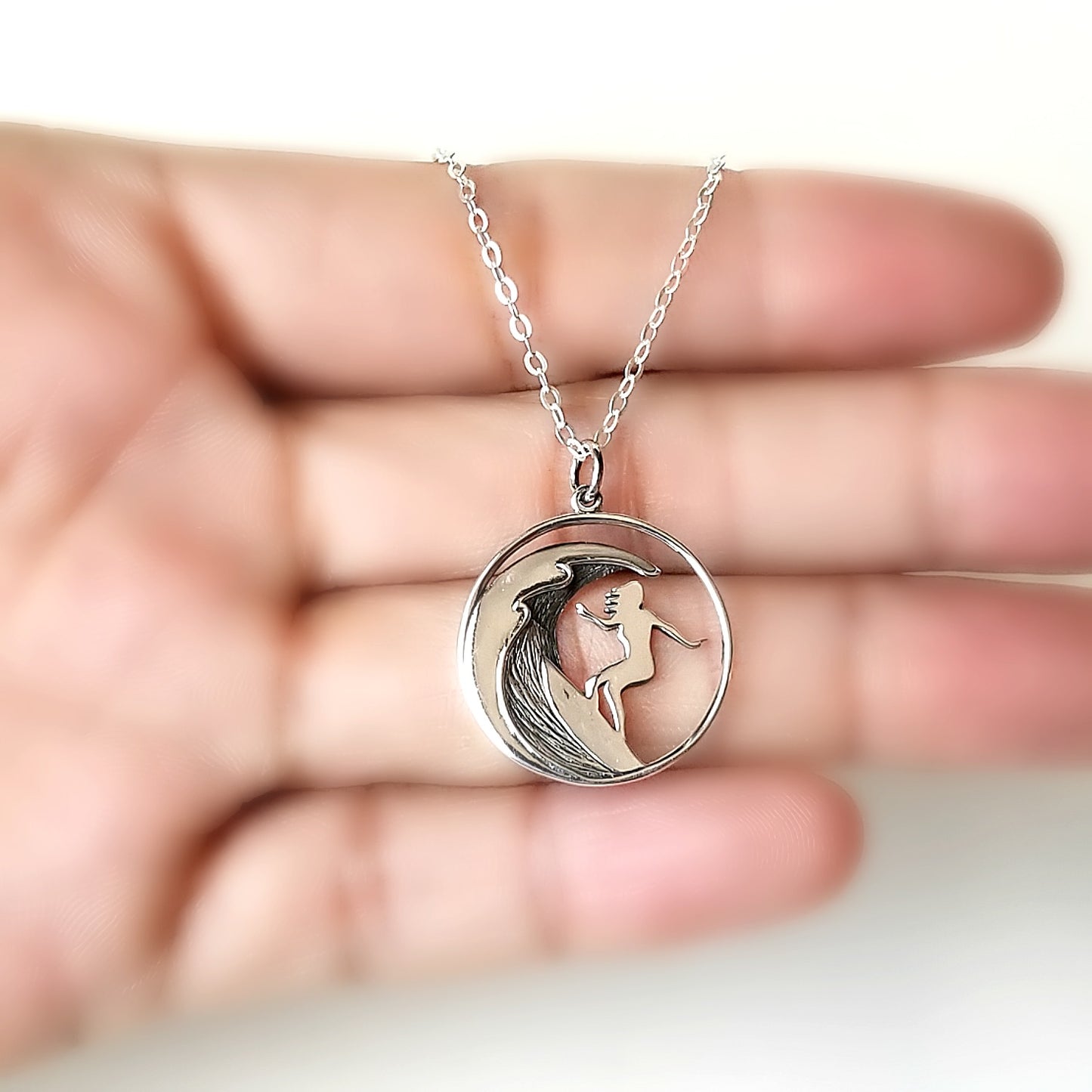 Sterling Silver Surfer Girl Charm -- EF0057
