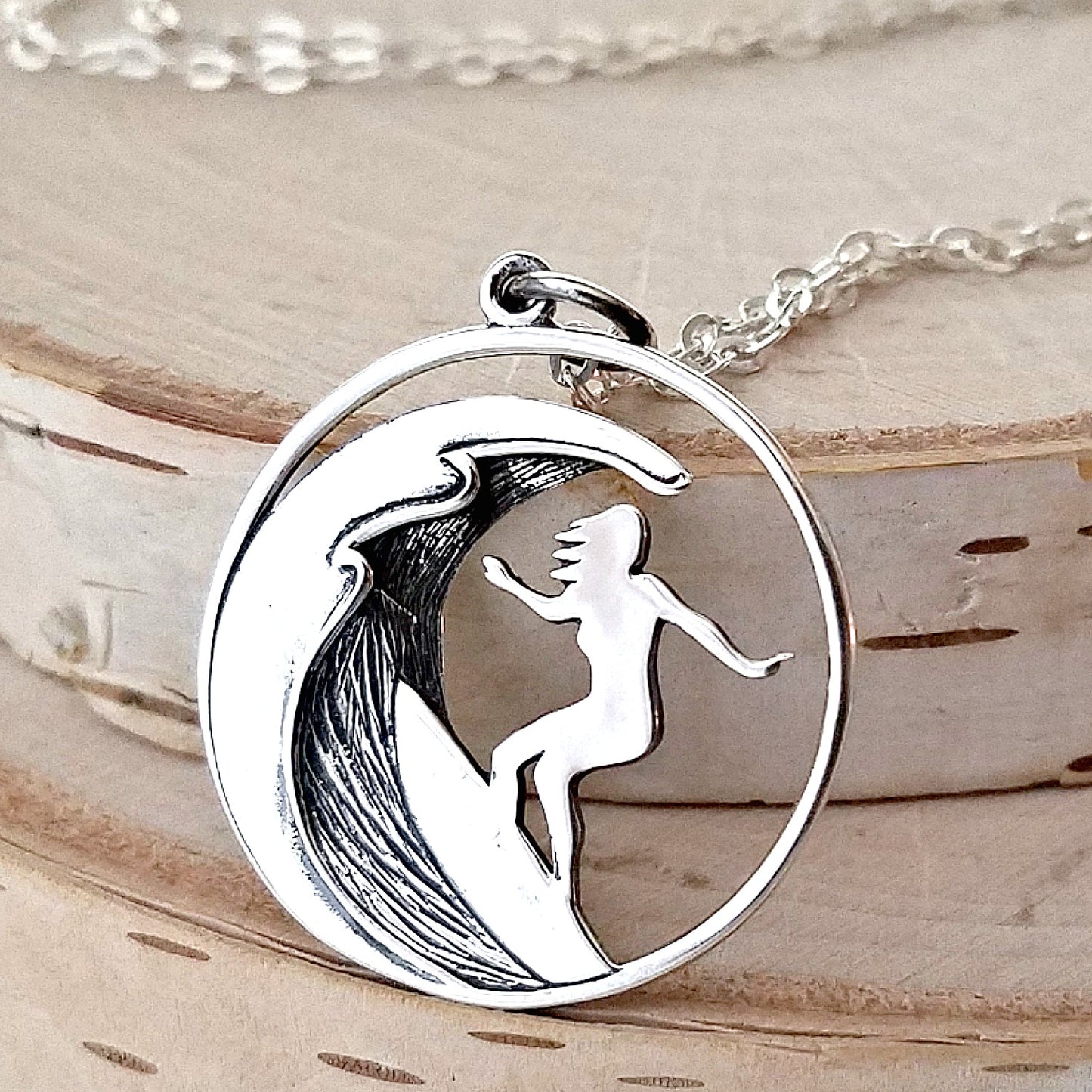 Sterling Silver Surfer Girl Charm -- EF0057