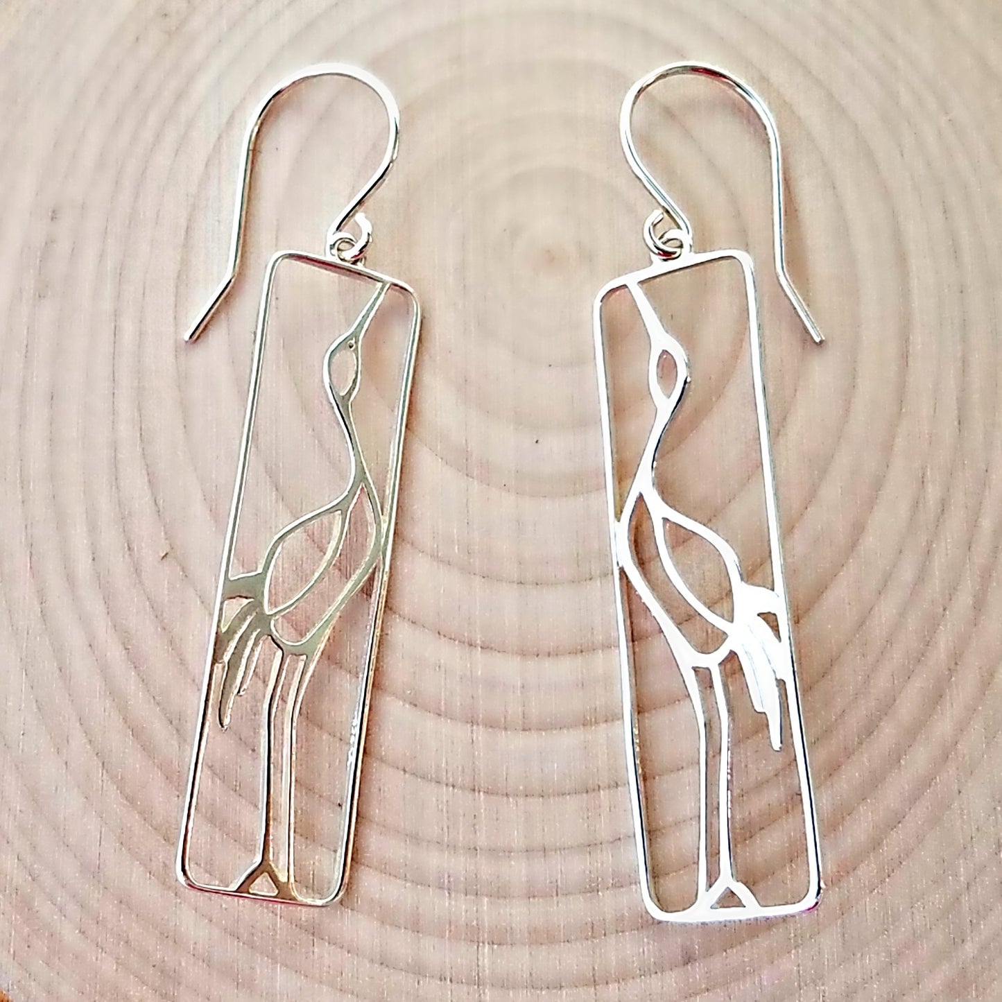 Sterling Silver Crane Earrings -- E147