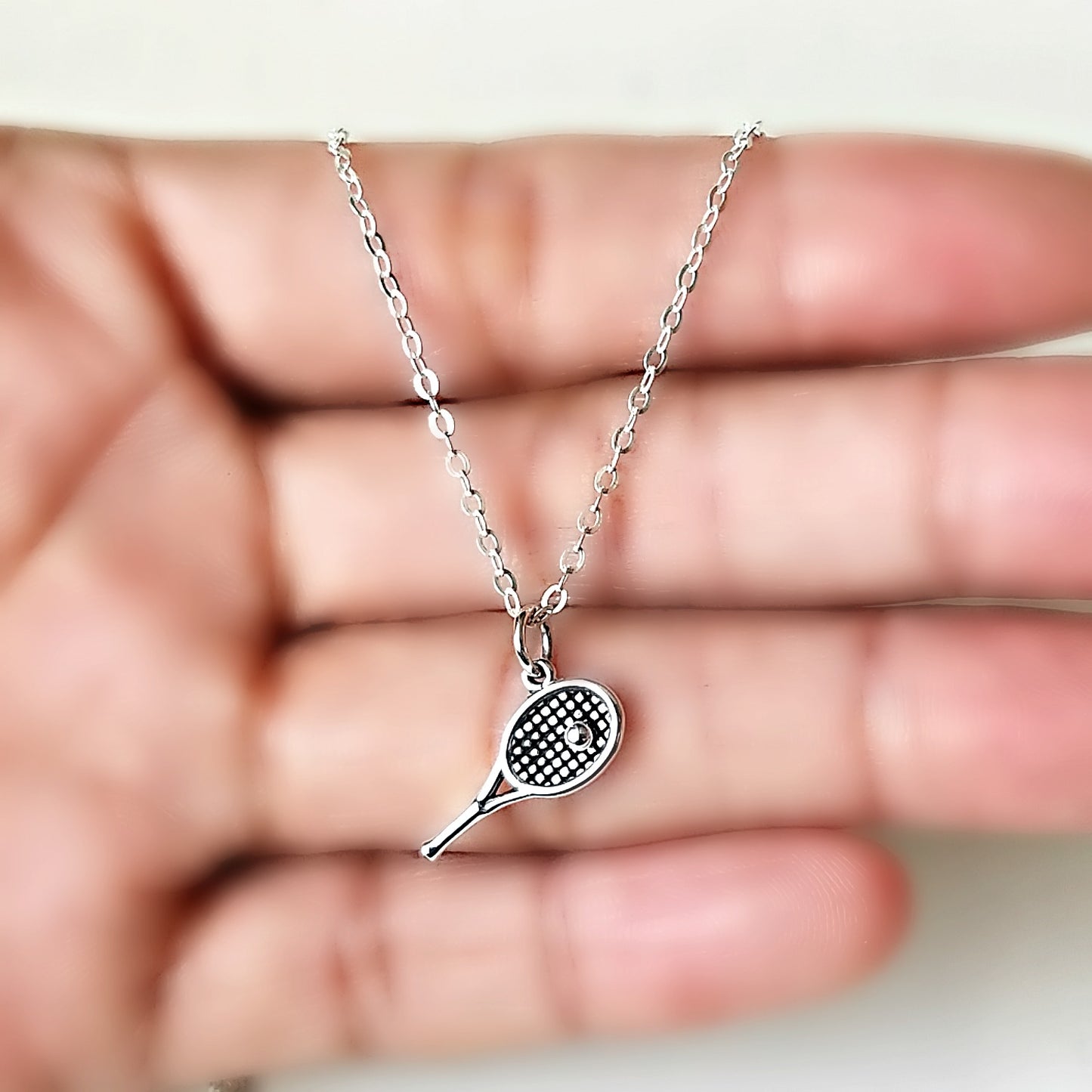 Sterling Silver Tennis Racket and Ball Charm -- EF0096