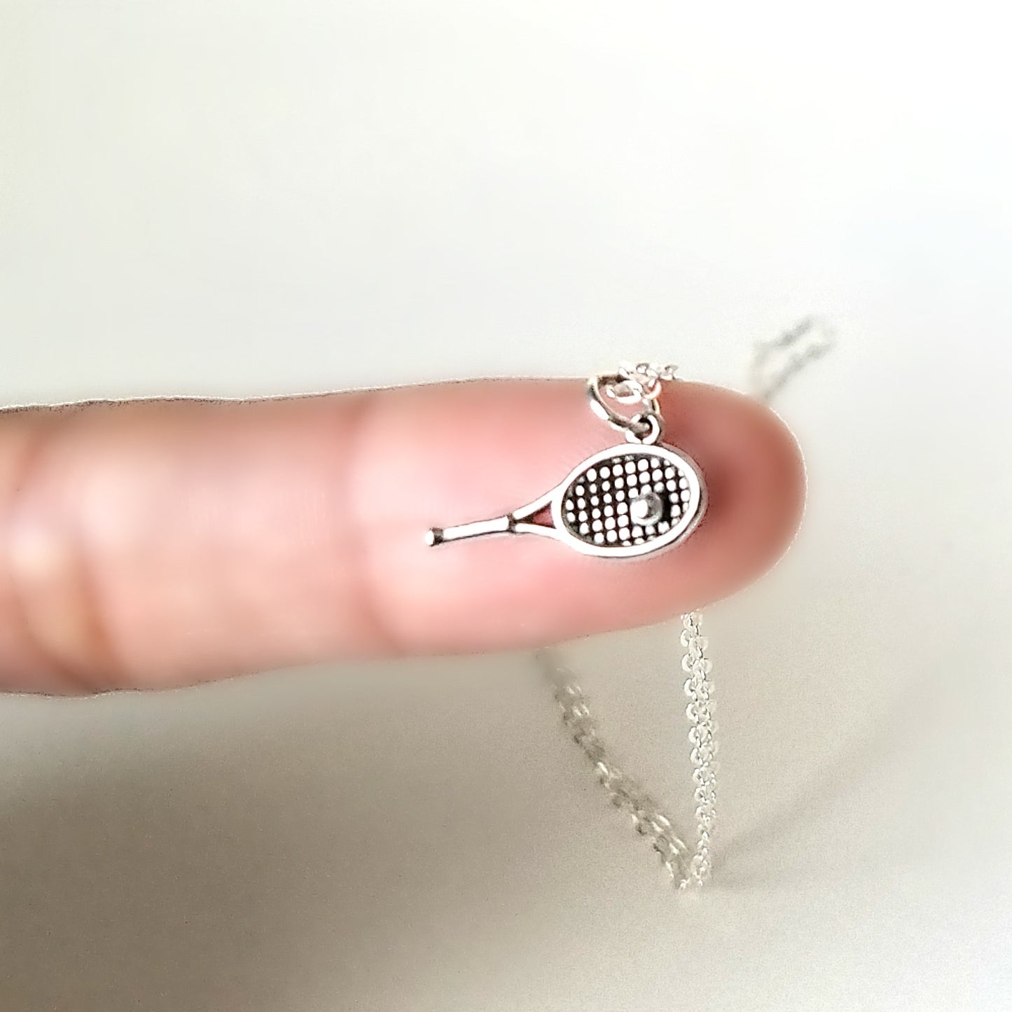 Sterling Silver Tennis Racket and Ball Charm -- EF0096