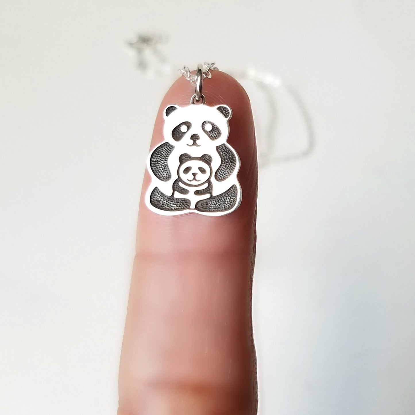 Sterling Silver Panda Bears Charm -- EF0108