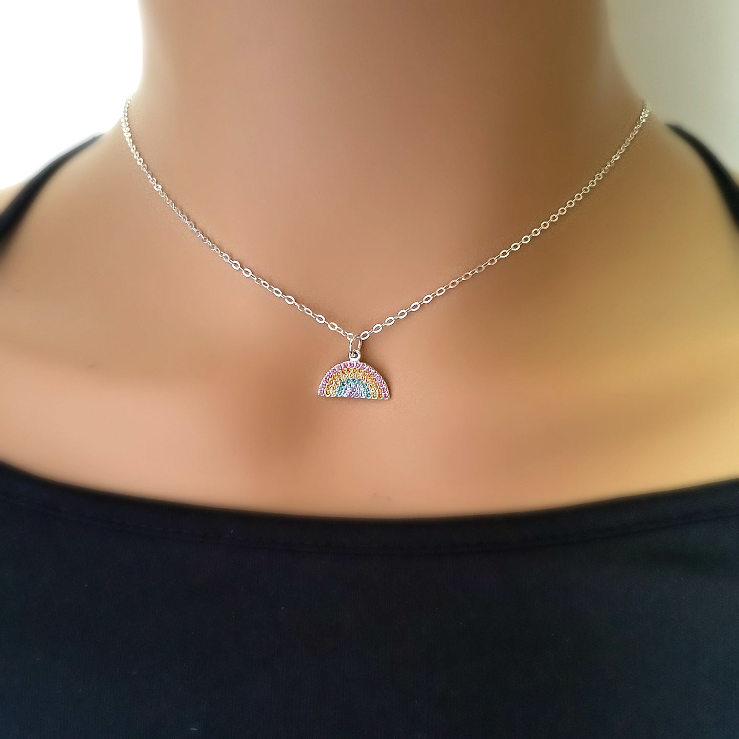 Sterling Silver Tiny Rainbow Charm -- EF0118