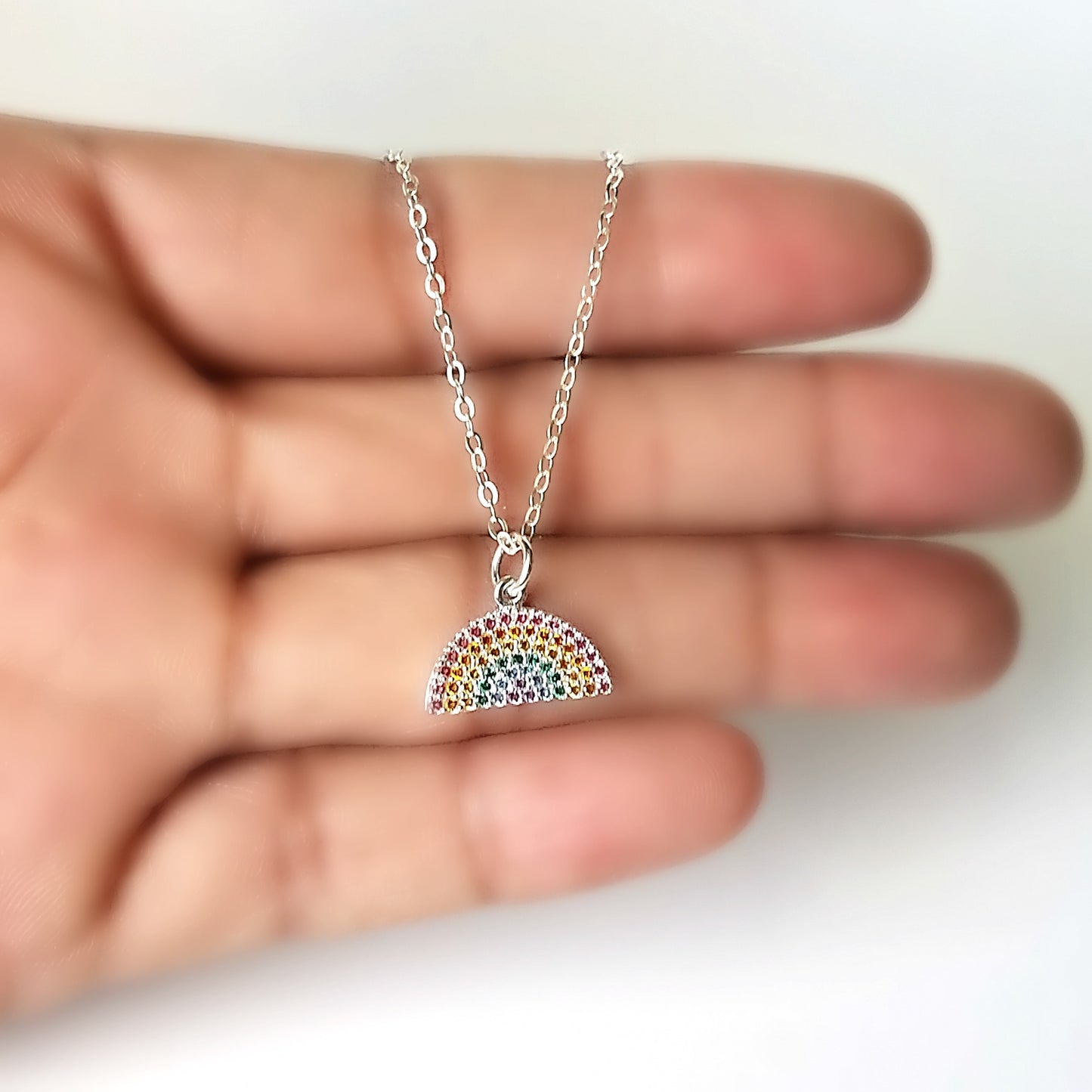 Sterling Silver Tiny Rainbow Charm -- EF0118