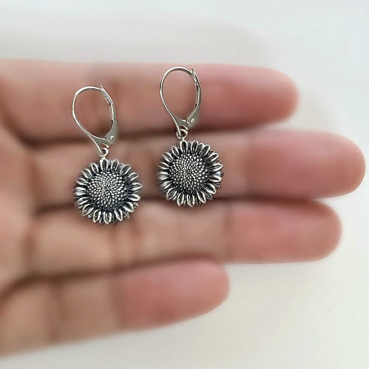 Sterling Silver Sunflower Dangle Earrings -- EF0204