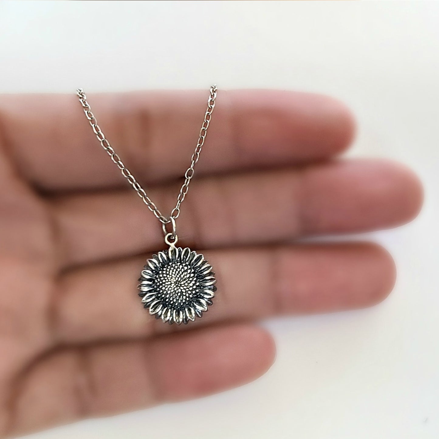 Sterling Silver Sunflower Charm -- EF0205