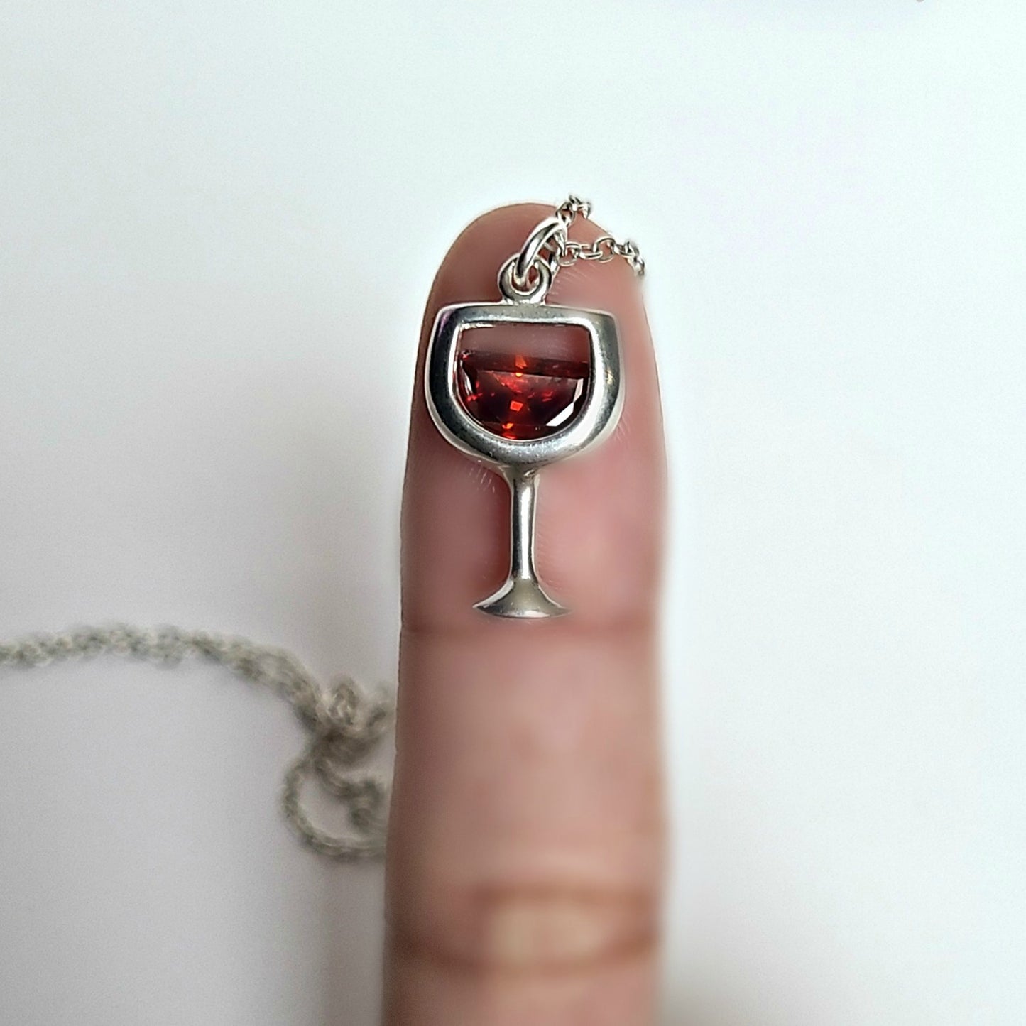 Sterling Silver Red Wine Glass Charm -- EF0207