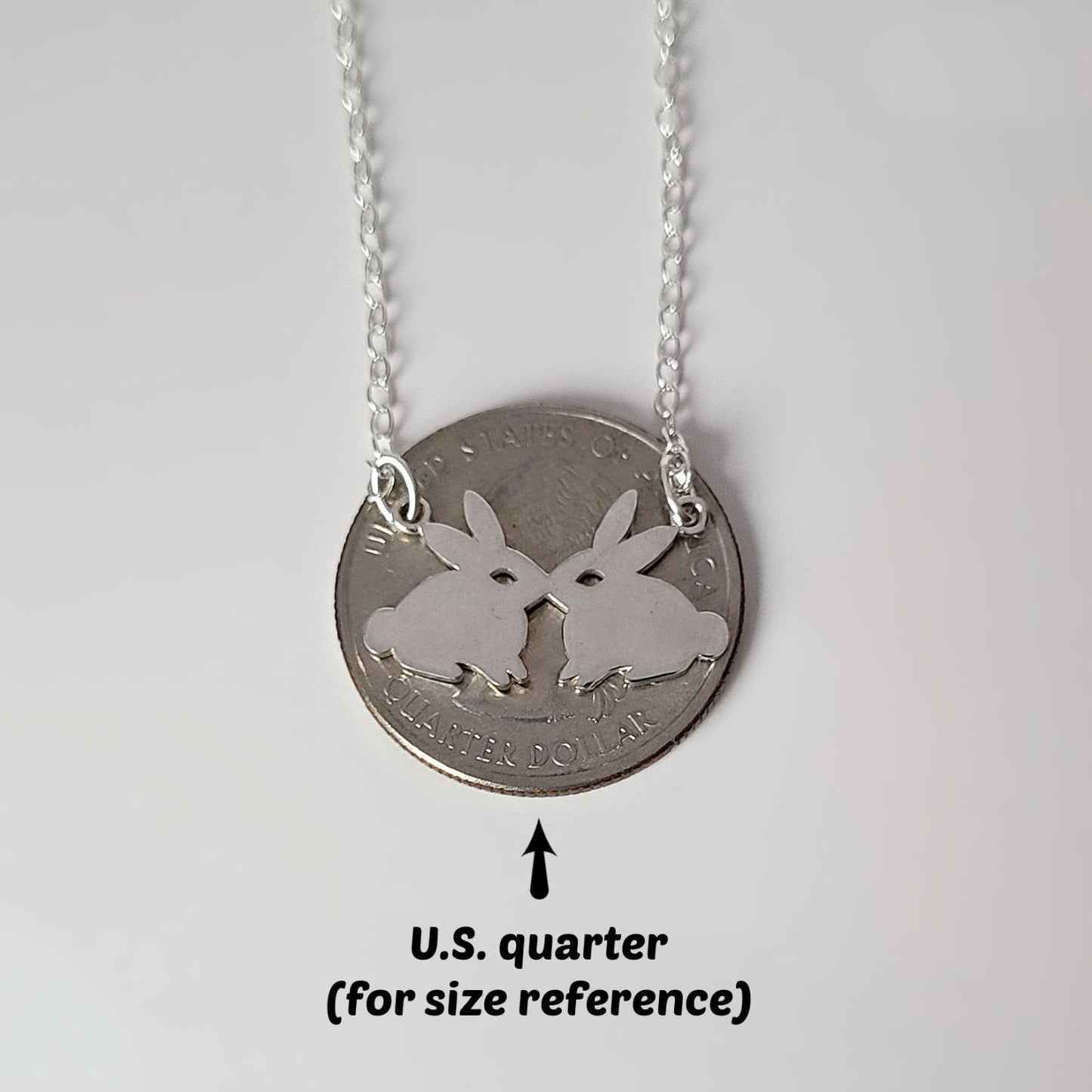 Sterling Silver Kissing Rabbits Necklace -- EF0208