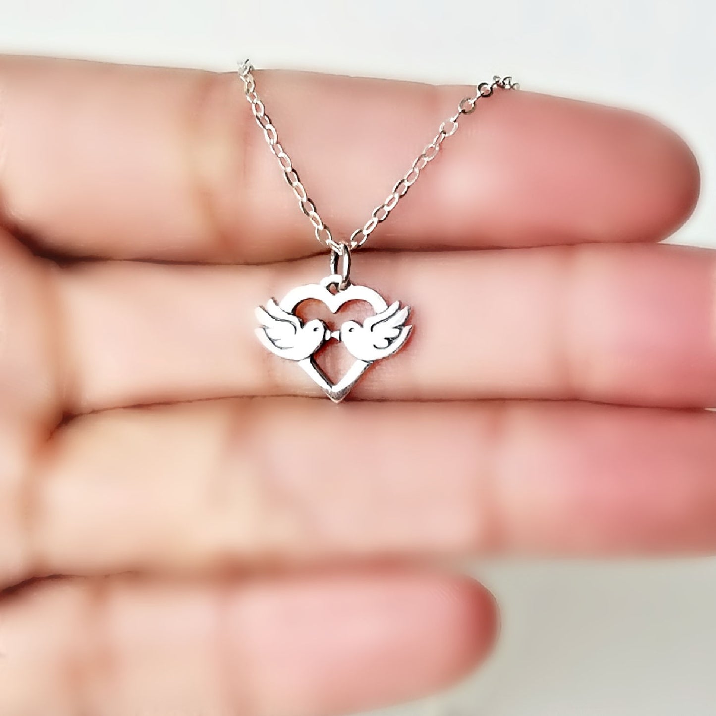 Sterling Silver Love Birds Charm -- EF0212