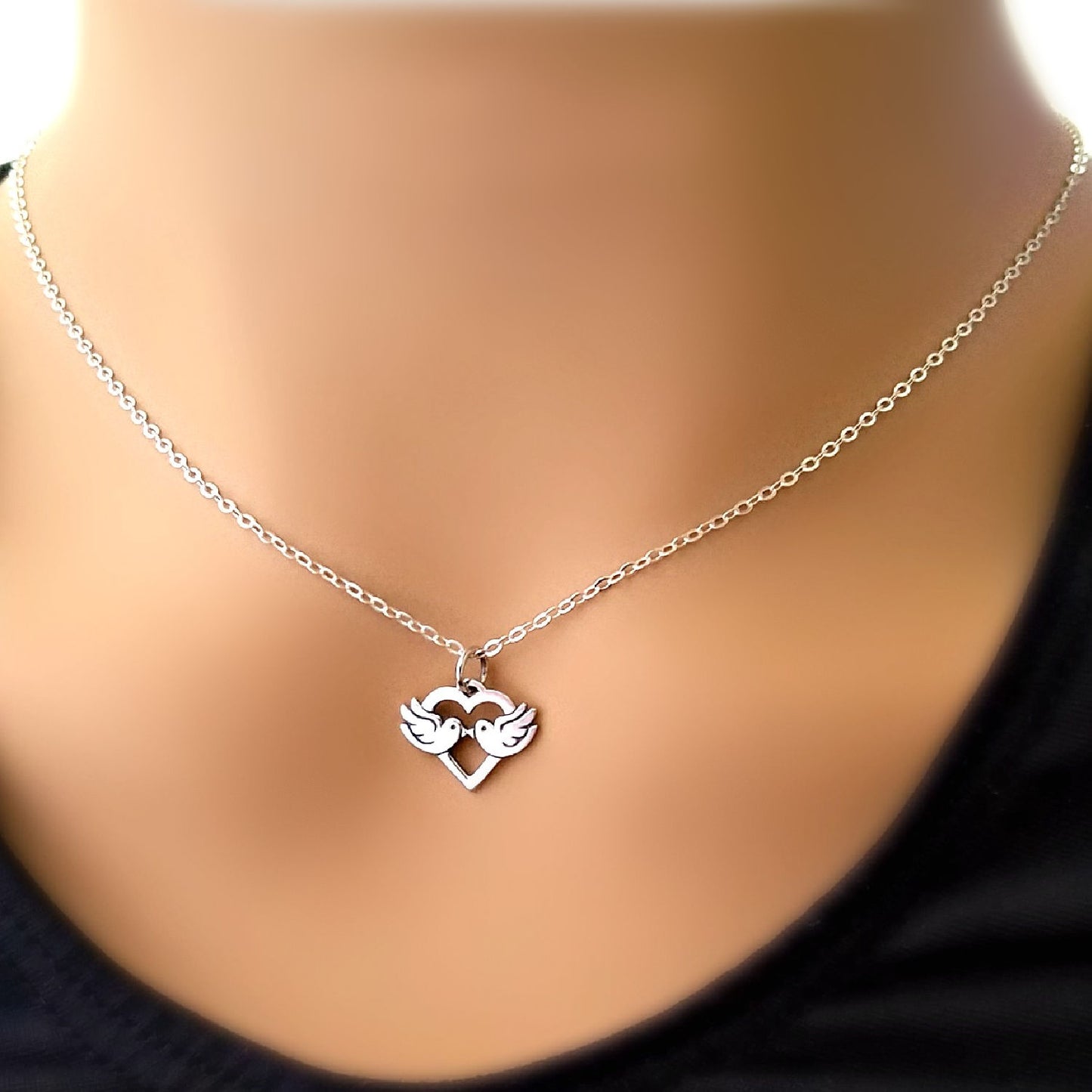 Sterling Silver Love Birds Charm -- EF0212