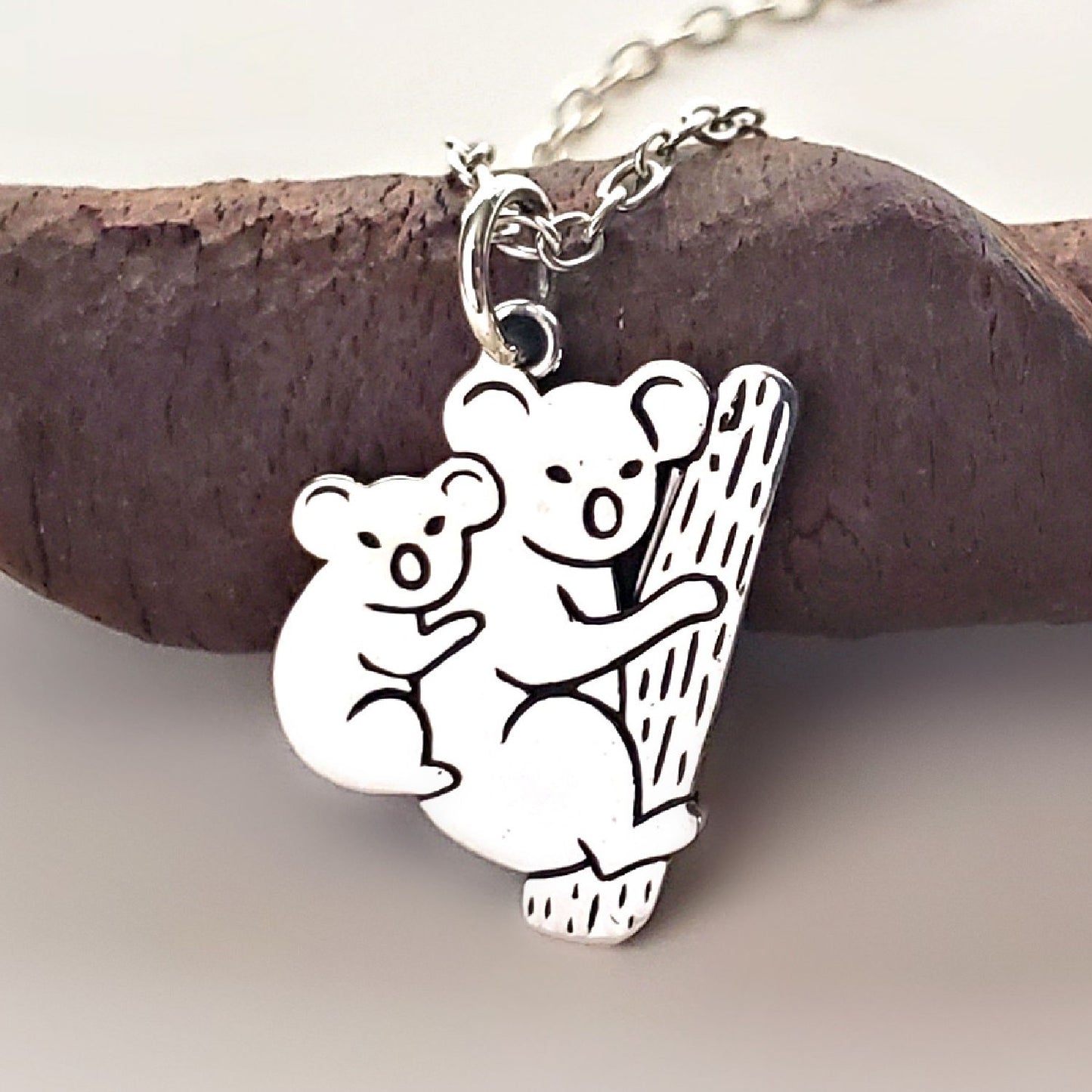 Sterling Silver Koala Bears Charm -- EF0220