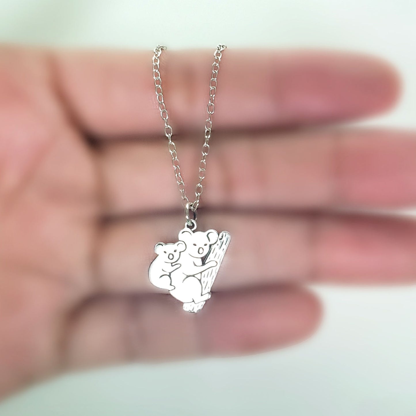 Sterling Silver Koala Bears Charm -- EF0220