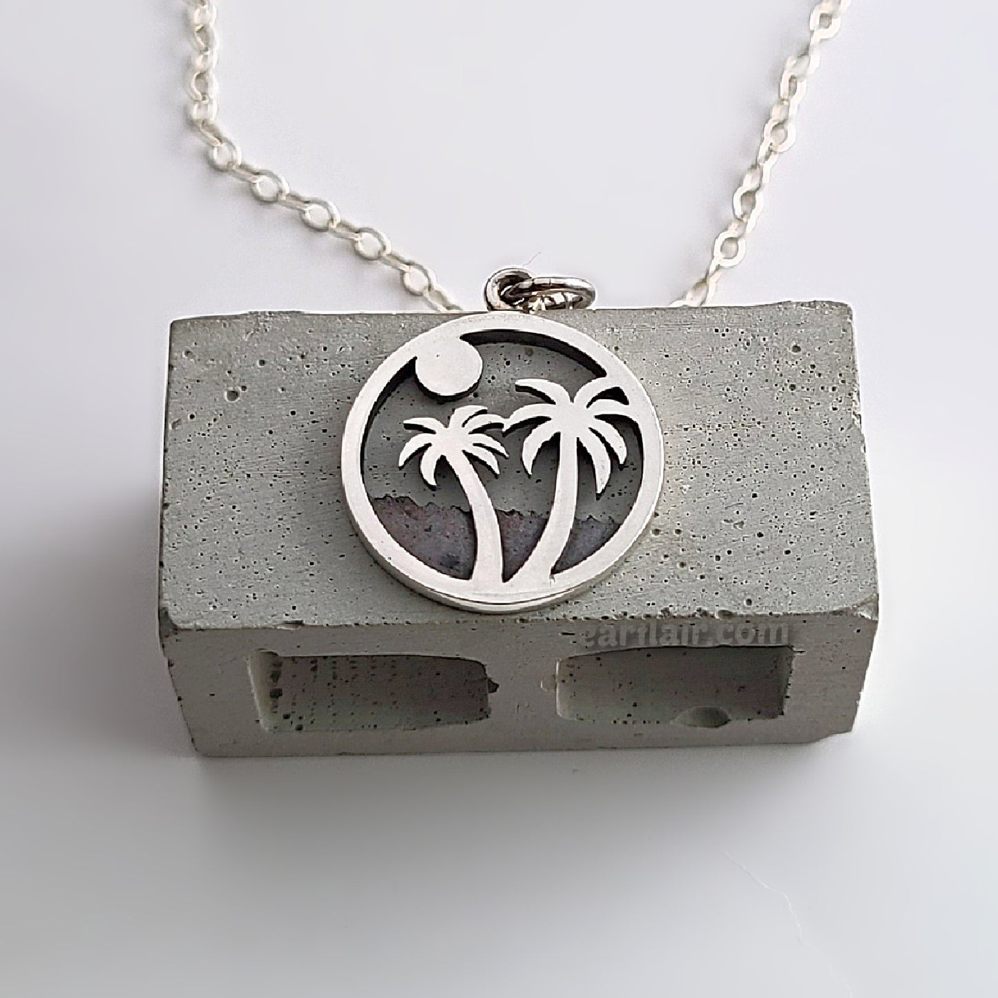 Sterling Silver Palm Trees Charm -- EF0260