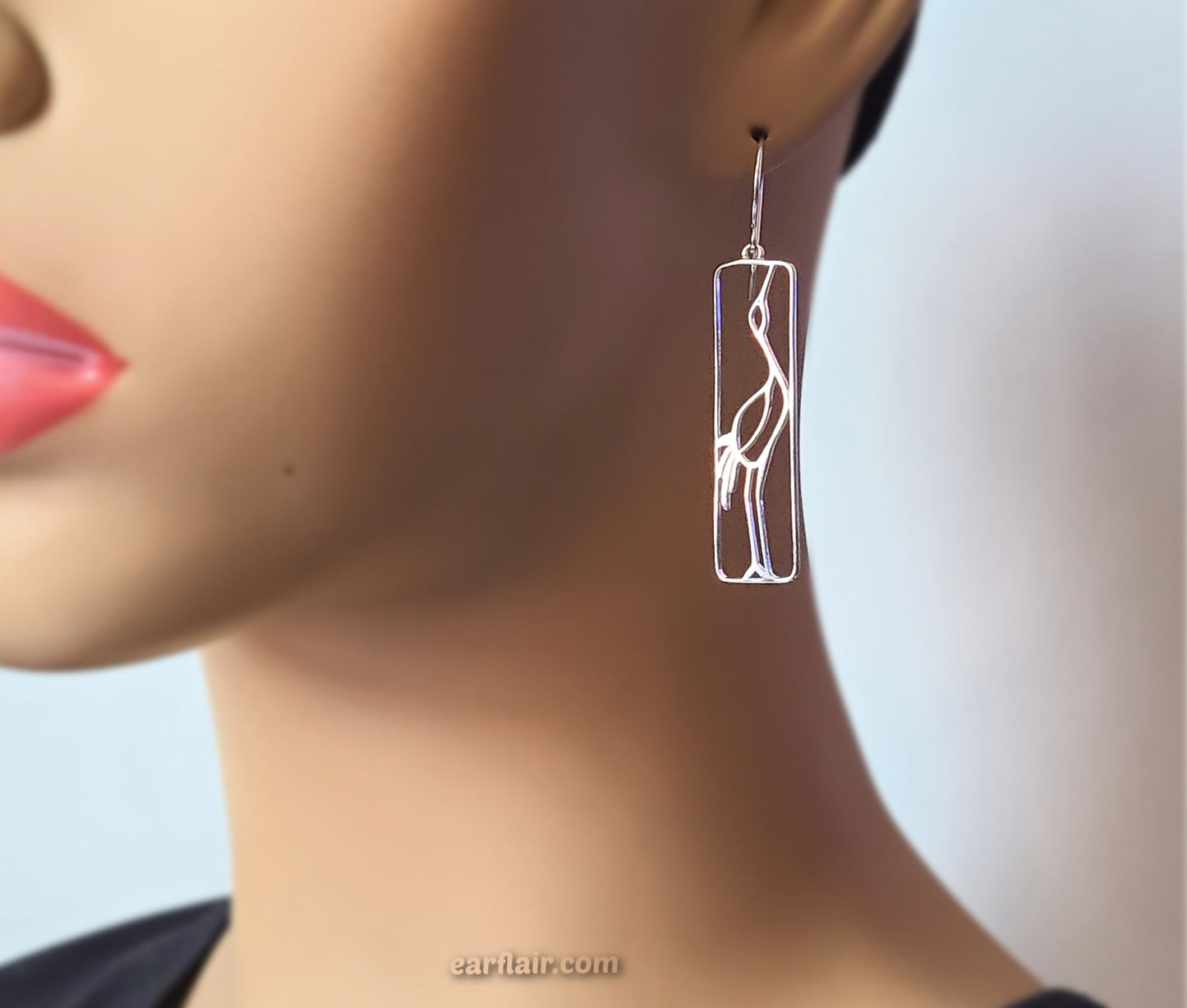 Sterling Silver Crane Earrings -- E147