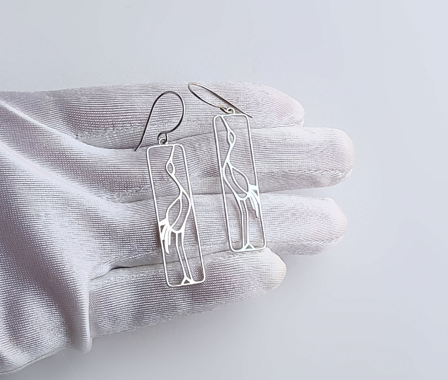 Sterling Silver Crane Earrings -- E147