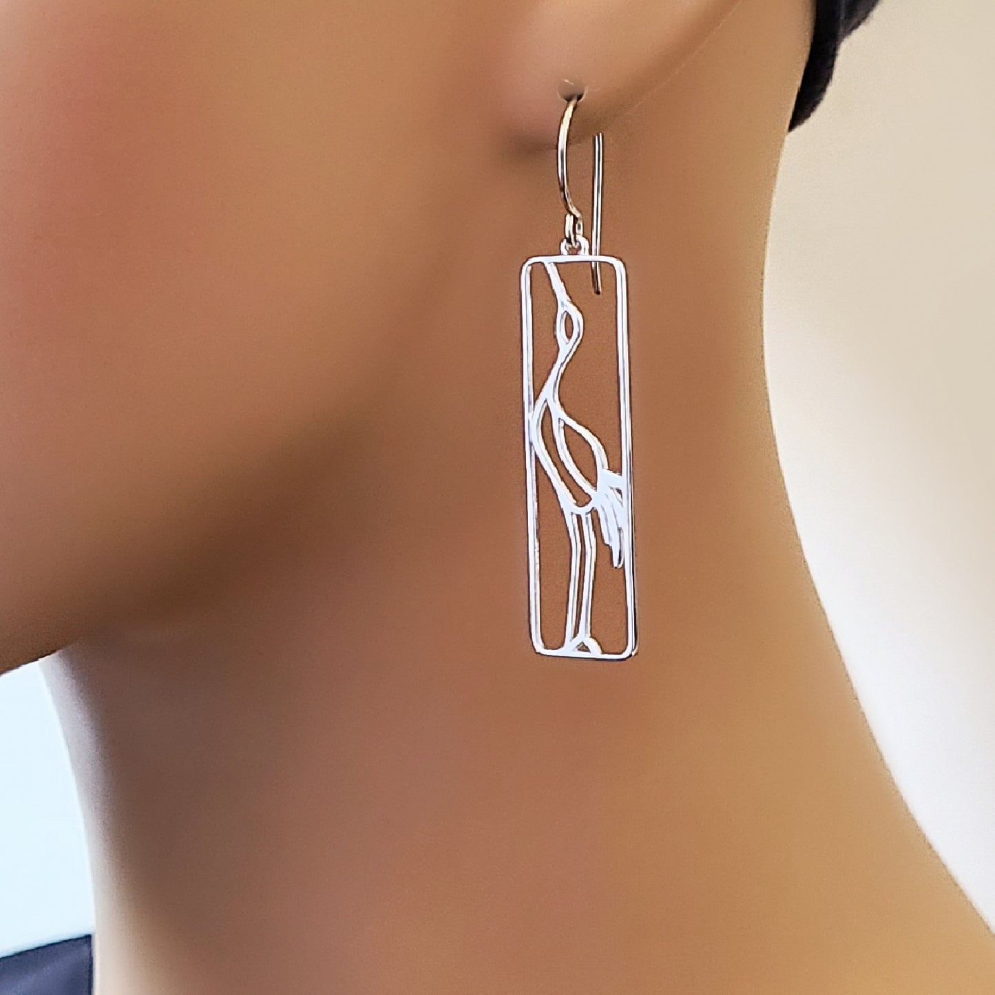 Sterling Silver Crane Earrings -- E147