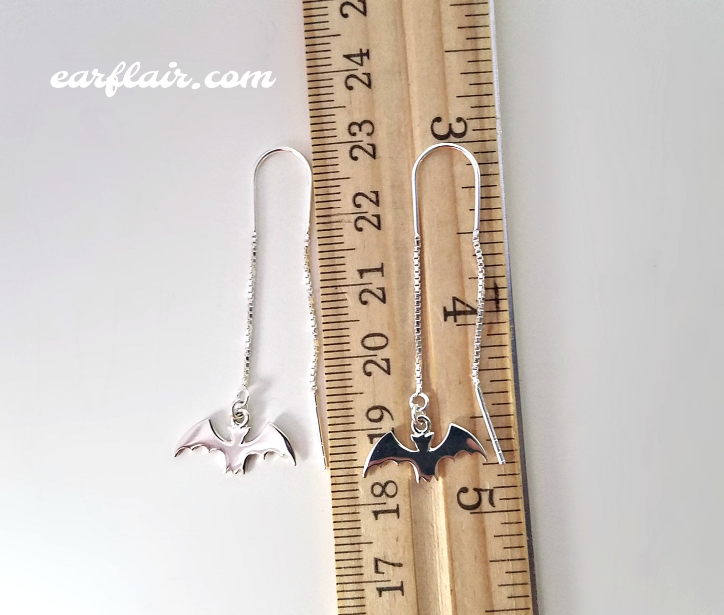 Sterling Silver Bat Dangle Earrings -- E220
