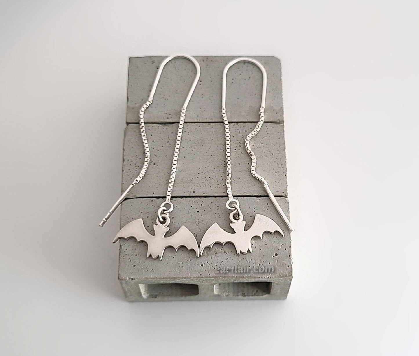 Sterling Silver Bat Dangle Earrings -- E220
