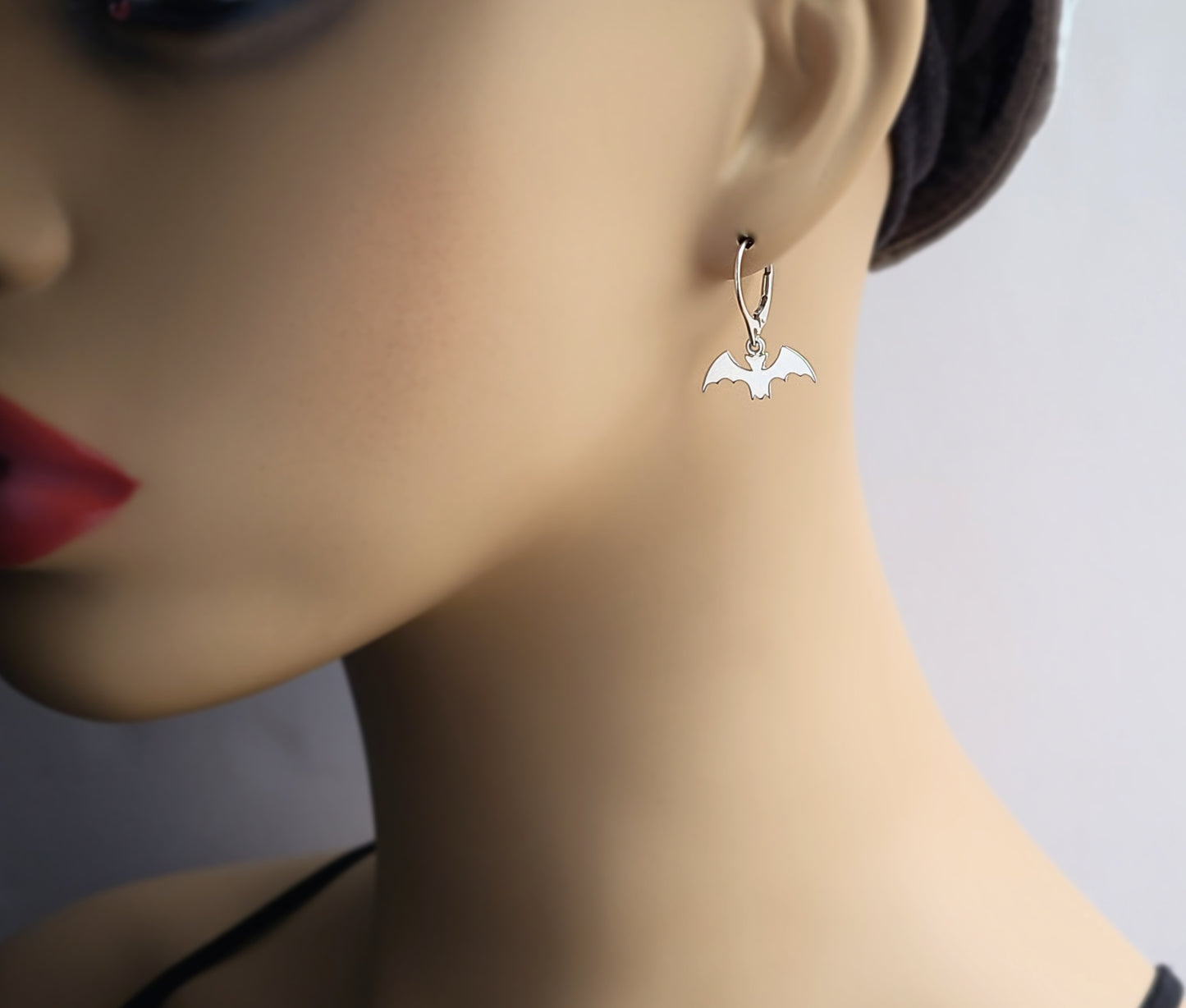 Sterling Silver Bat Dangle Earrings -- E220