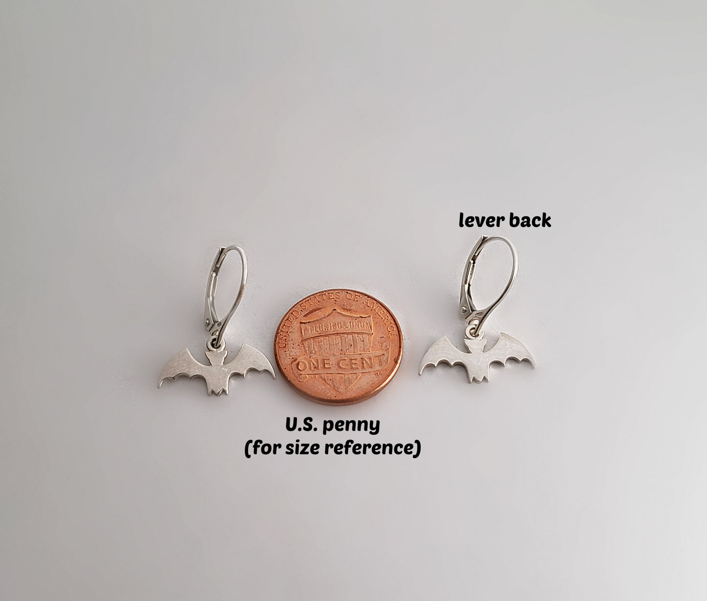 Sterling Silver Bat Dangle Earrings -- E220