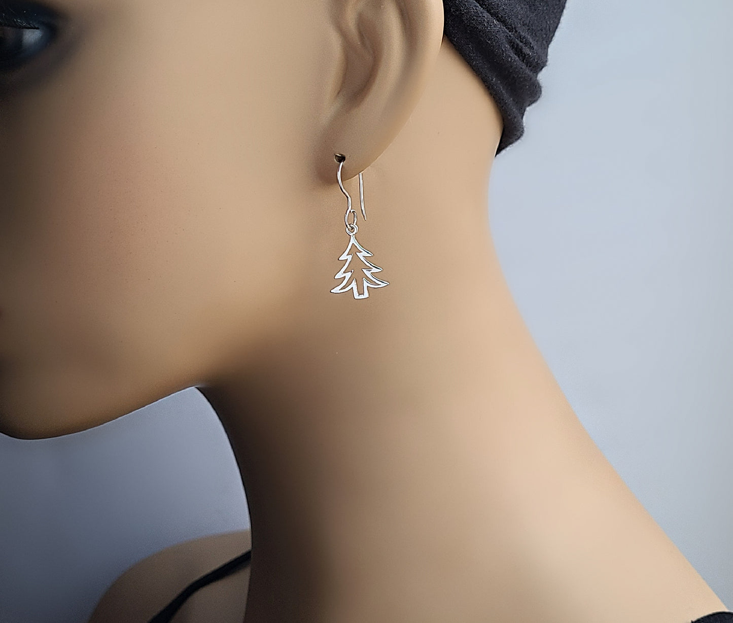 Sterling Silver Pine Tree Dangle Earrings -- E226