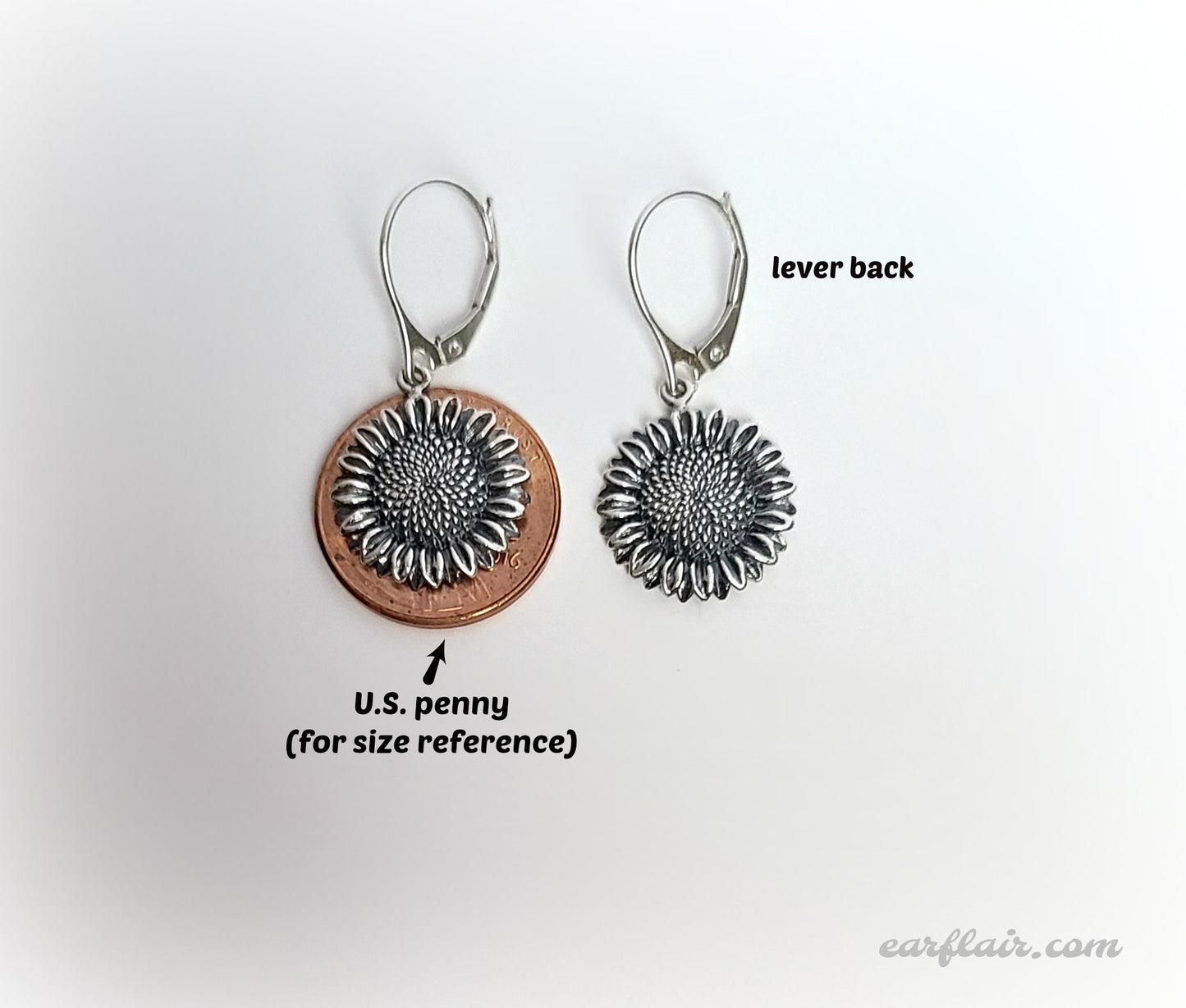 Sterling Silver Sunflower Dangle Earrings -- EF0204
