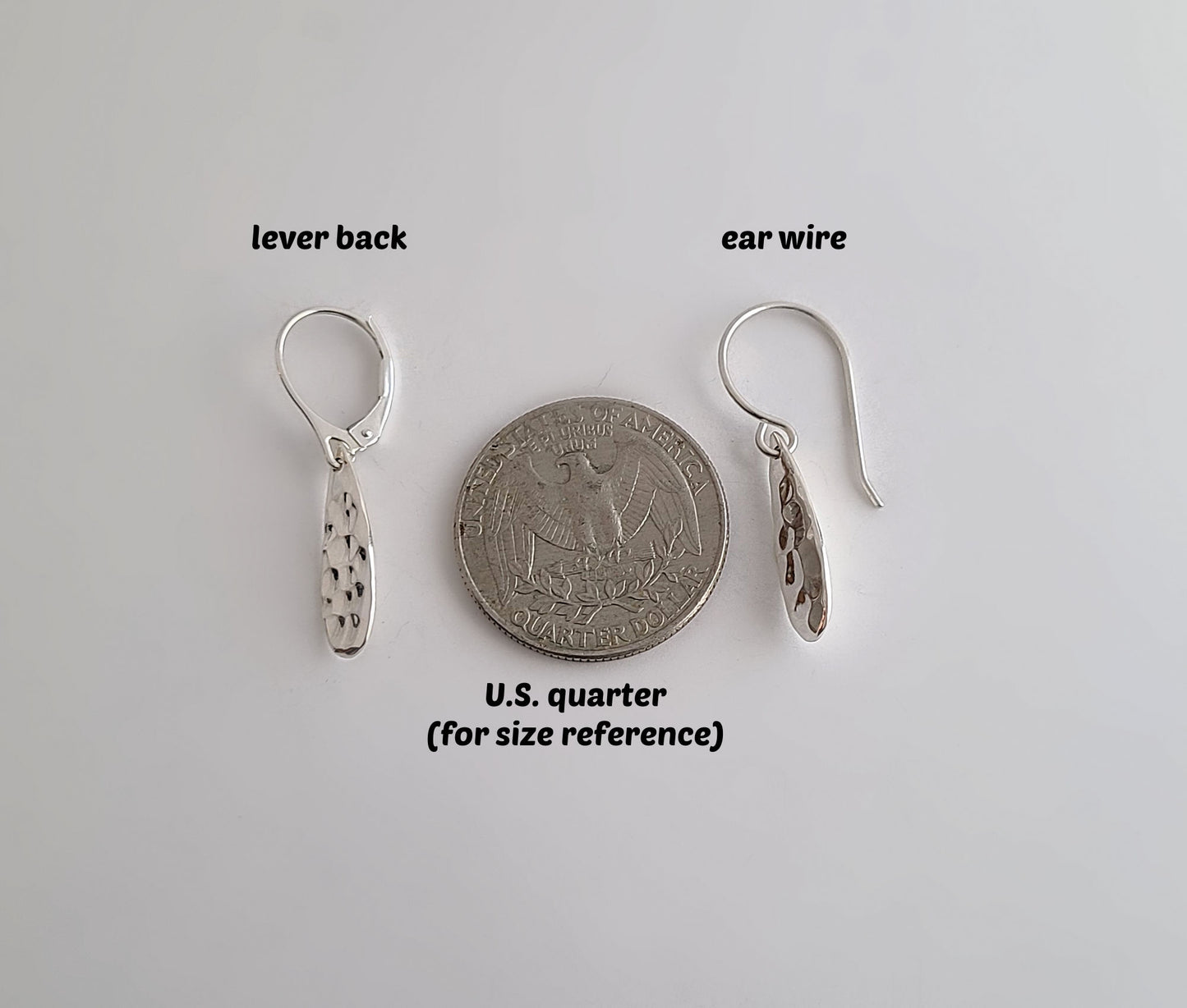 Sterling Silver Hammered Teardrop Dangle Earrings -- E280