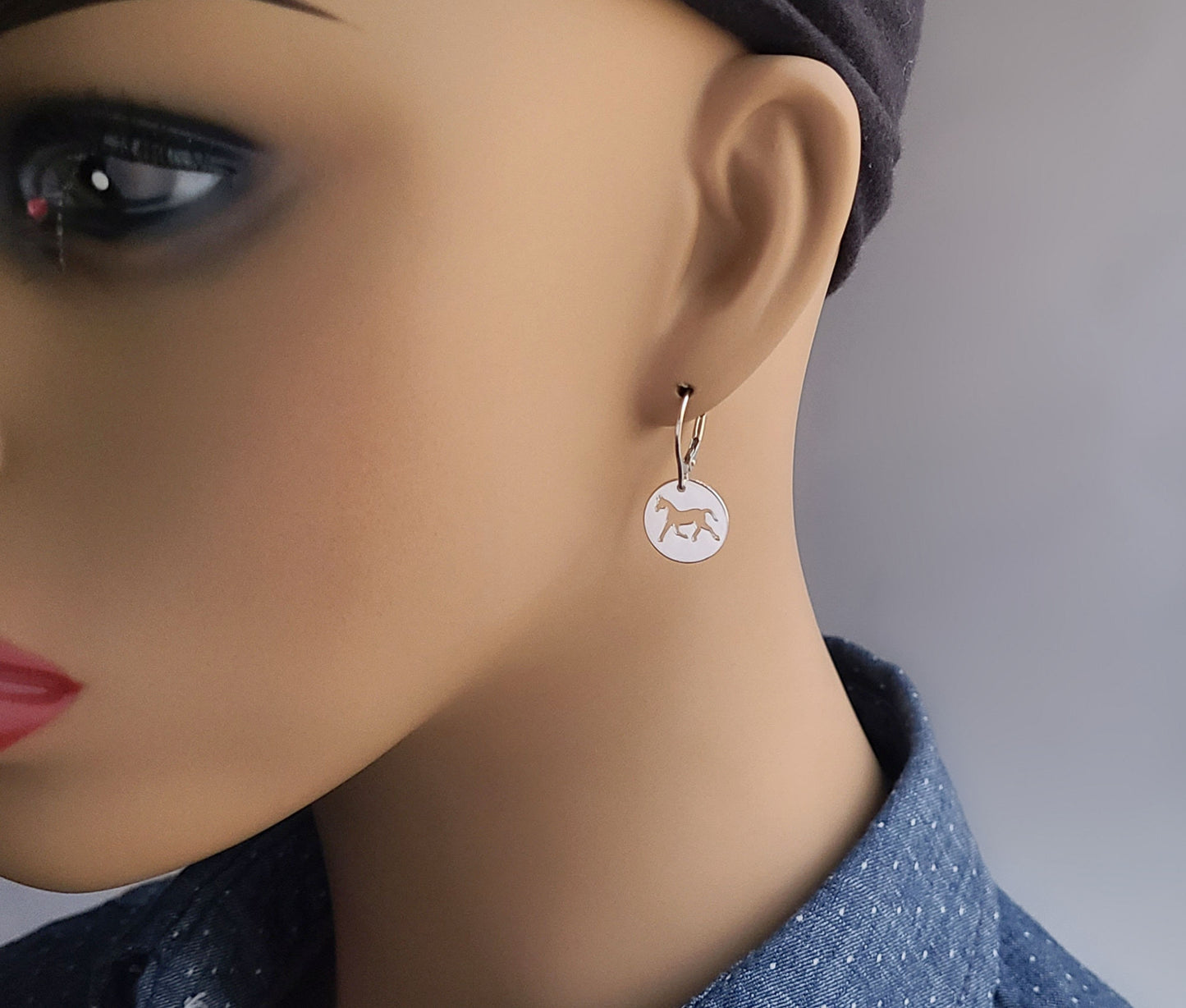 Sterling Silver Horse Cutout Earrings