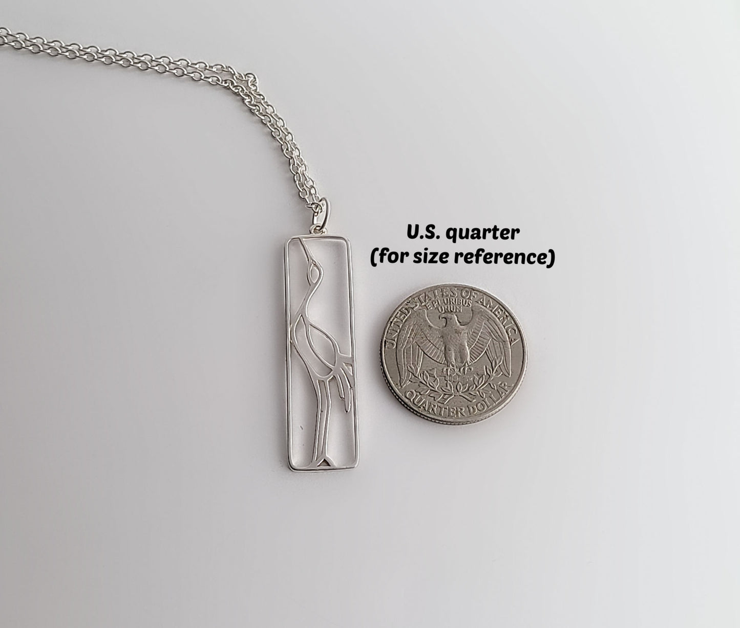 Sterling Silver Crane Pendant/Necklace -- N122