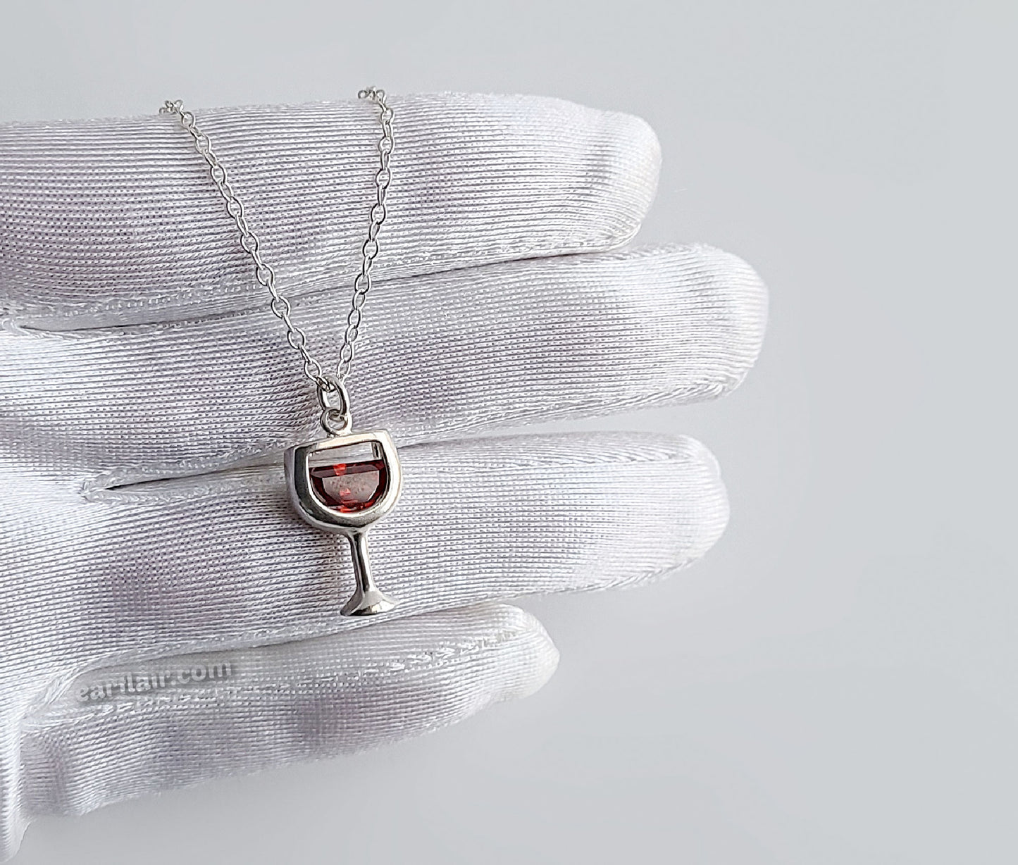 Sterling Silver Red Wine Glass Charm -- EF0207
