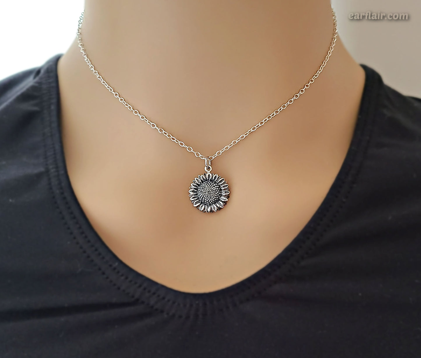 Sterling Silver Sunflower Dangle Earrings -- EF0204