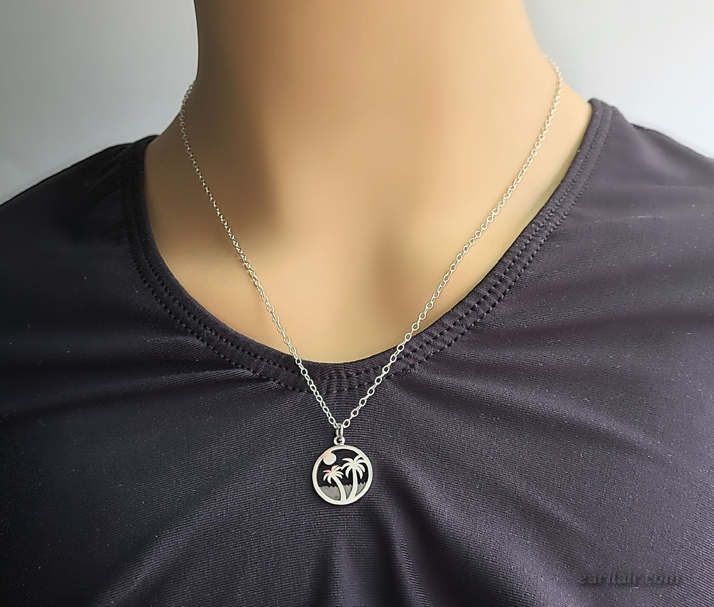 Sterling Silver Palm Trees Charm -- EF0260