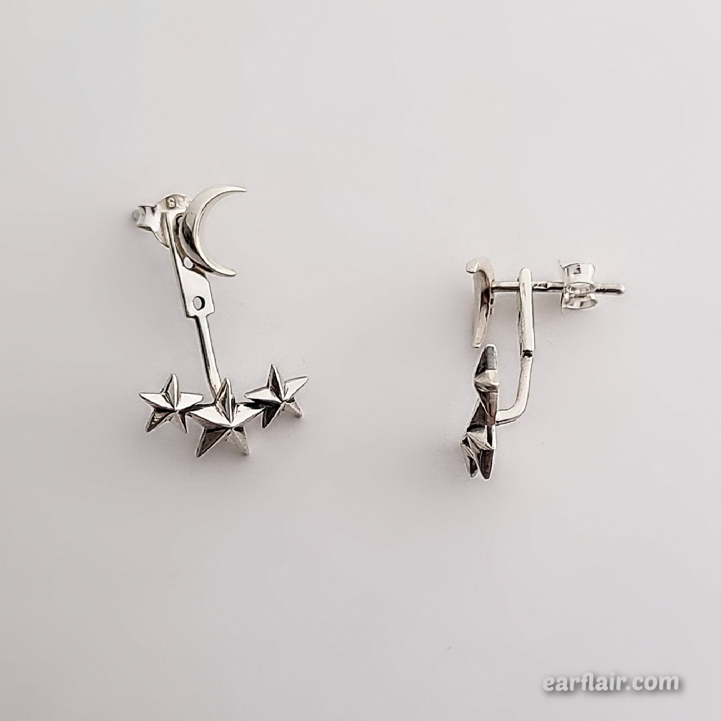 Sterling Silver Moon & Stars Ear Jacket