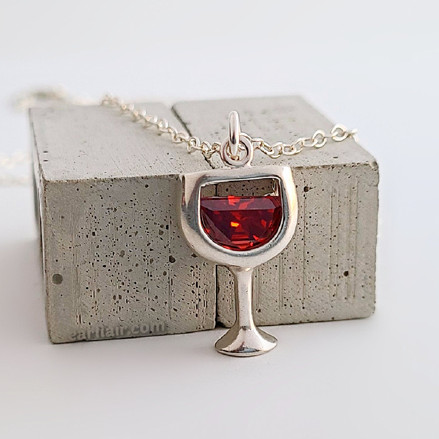 Sterling Silver Red Wine Glass Charm -- EF0207