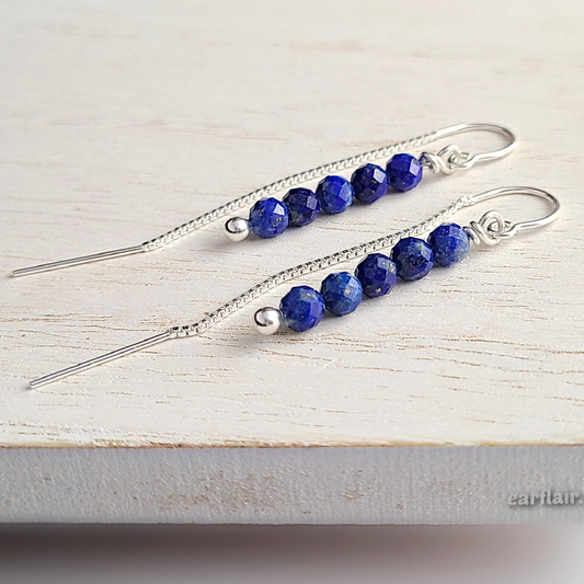 Sterling Silver Lapis Lazuli Threader Earrings